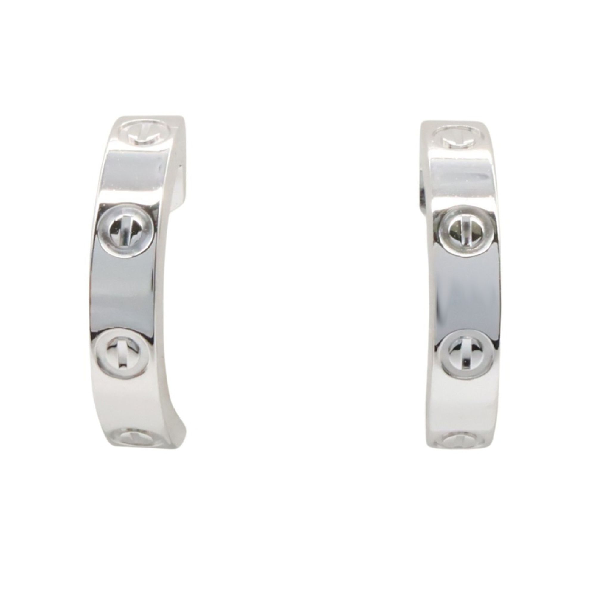 Cartier Love Earrings, Small, 18K White Gold, Silver, Women's, B8028900