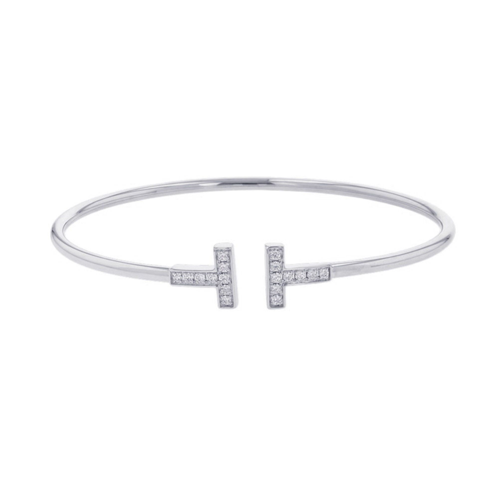 Tiffany T-Wire Bracelet with Large Diamonds, 0.24ct Total, 18K White Gold, 60010749