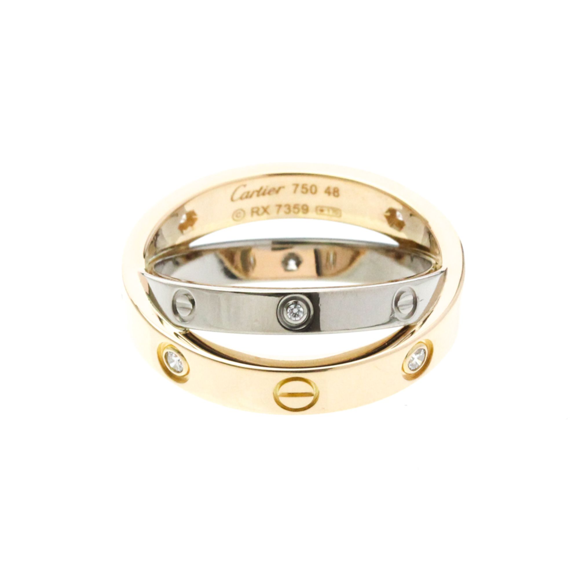 Cartier Be Love Ring Half Diamond Pink Gold (18K),White Gold (18K) Fashion Diamond Band Ring Silver,