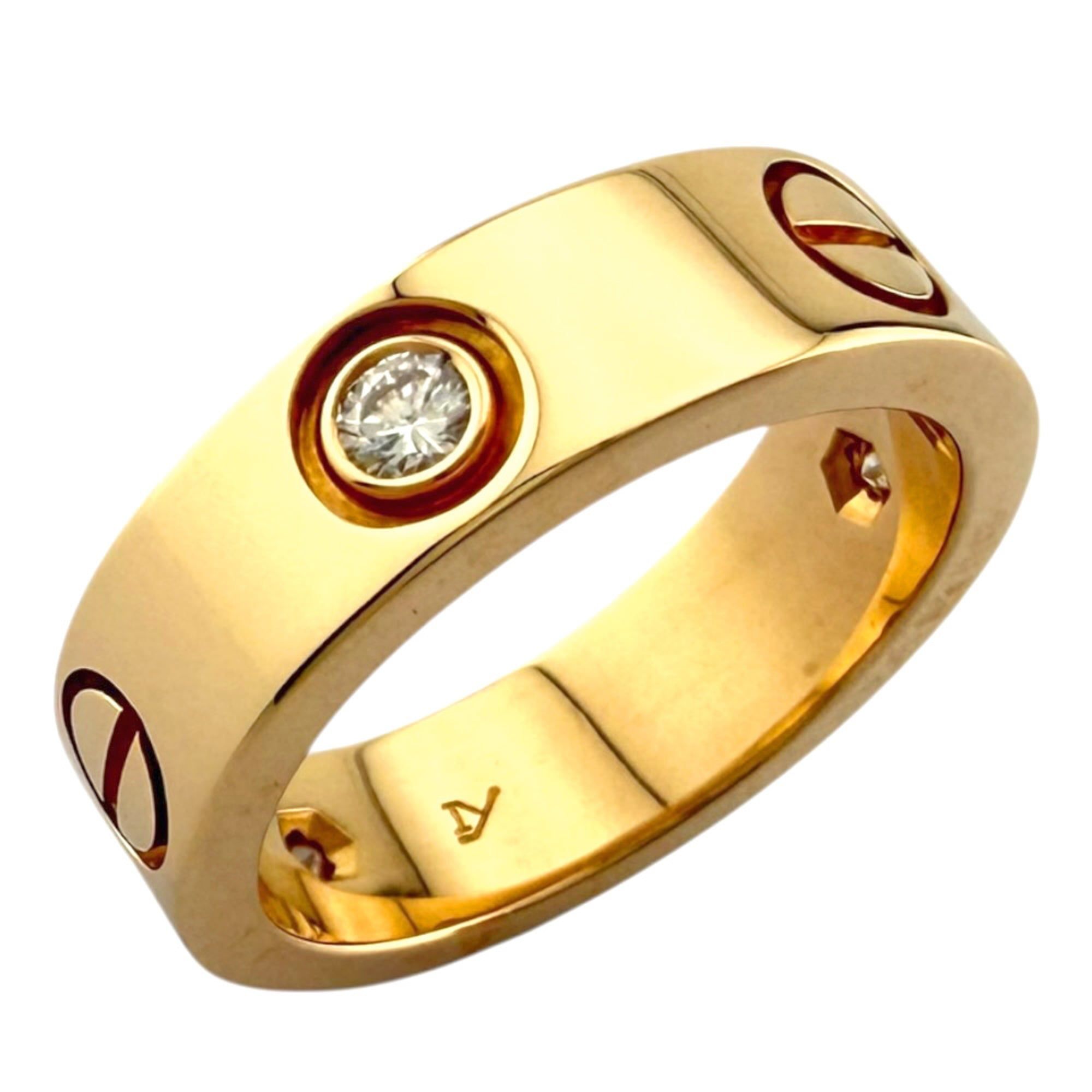 Cartier Love Half Diamond Ring, 18k Gold, Diamond, Women's, Pre-owned