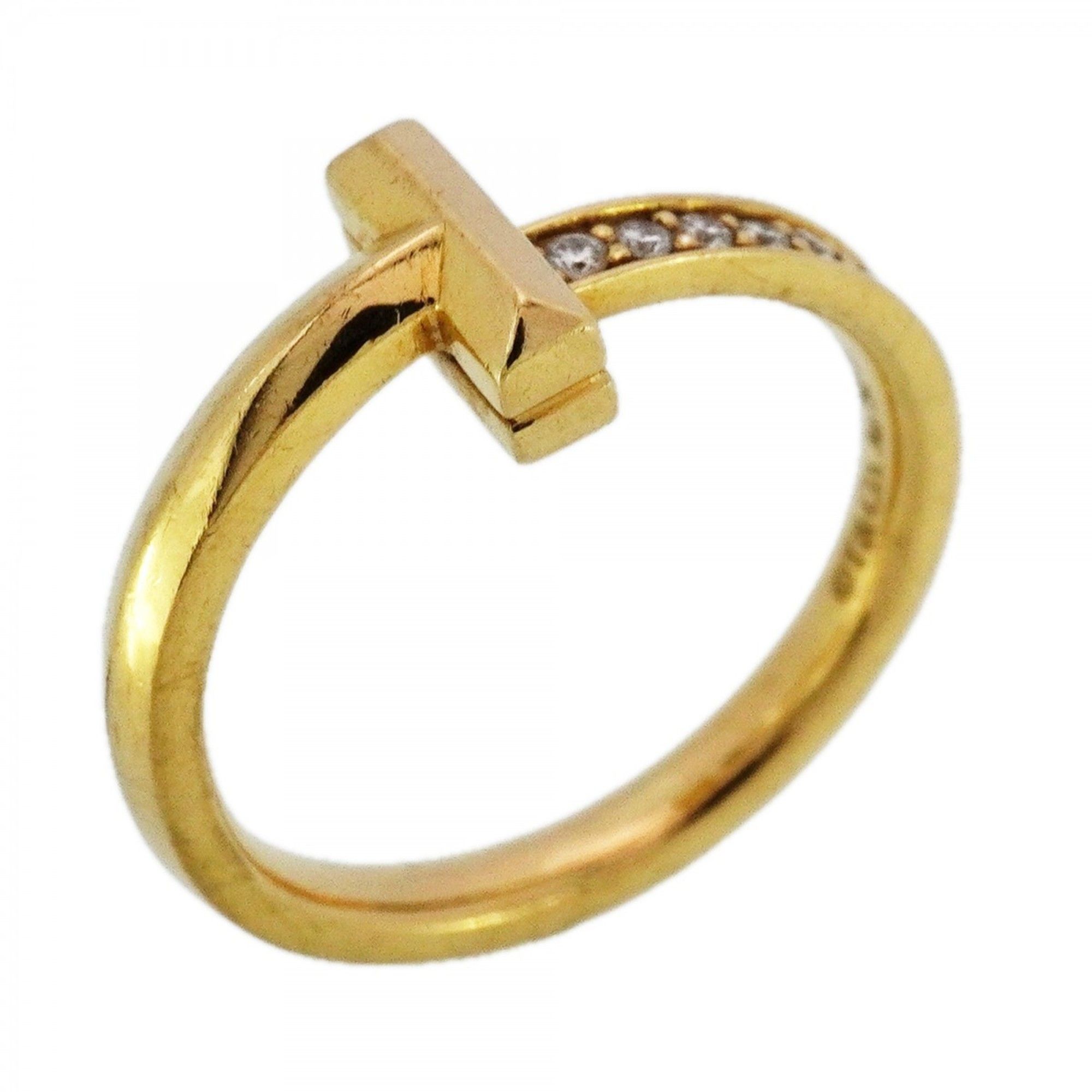 Tiffany T-One Ring, 18KYG Yellow Gold with Diamonds, Size 9.5, Women's