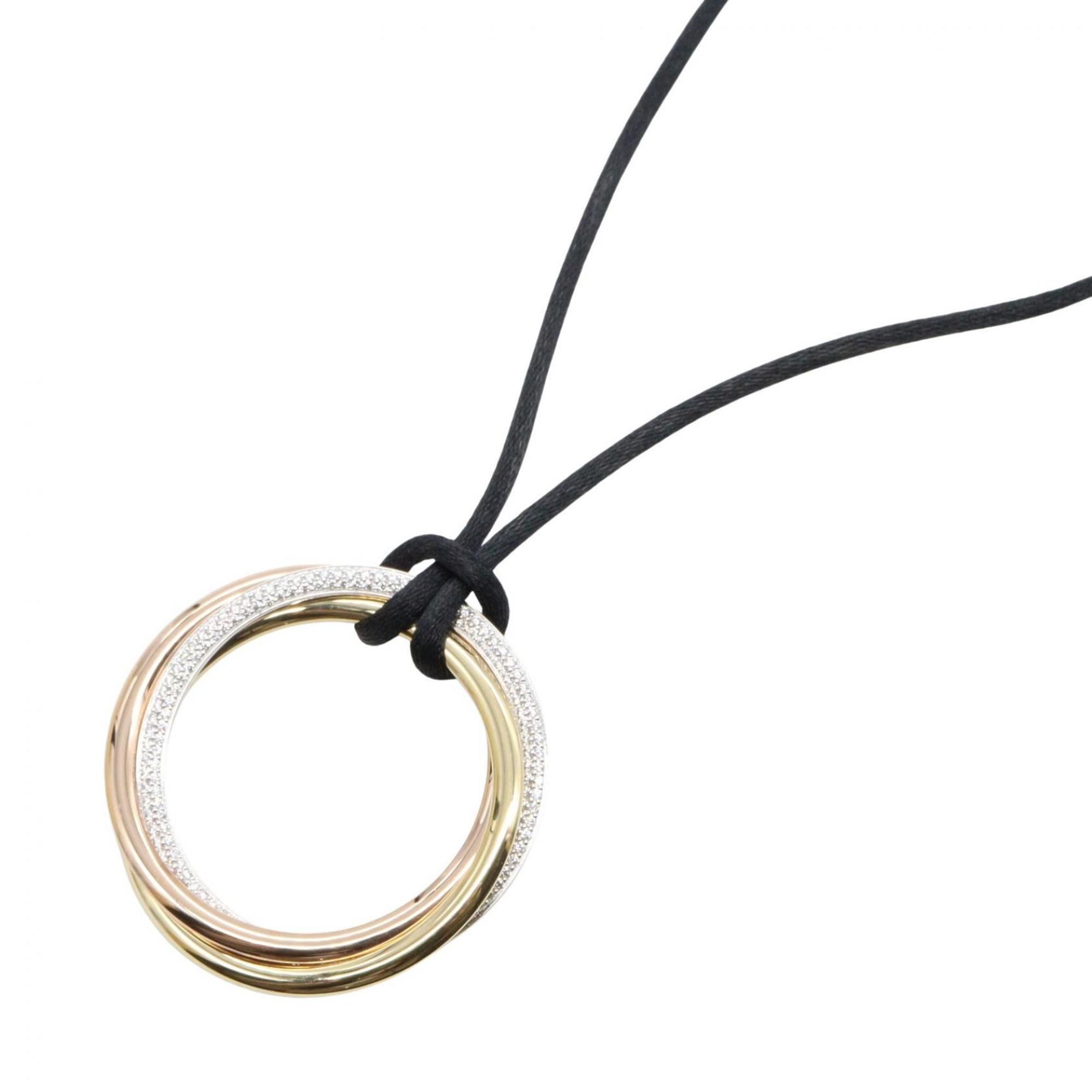 Cartier Trinity Diamond Cord Necklace. Available in 18K Yellow Gold, White and Pink Gold. gold, silv