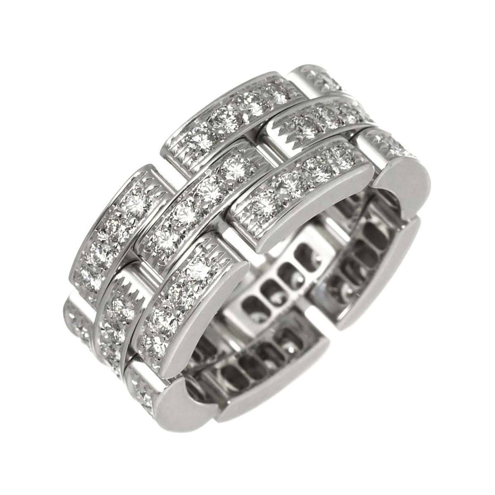 Cartier Maillon Panthere Ring #48, full diamond, 18K white gold (750)