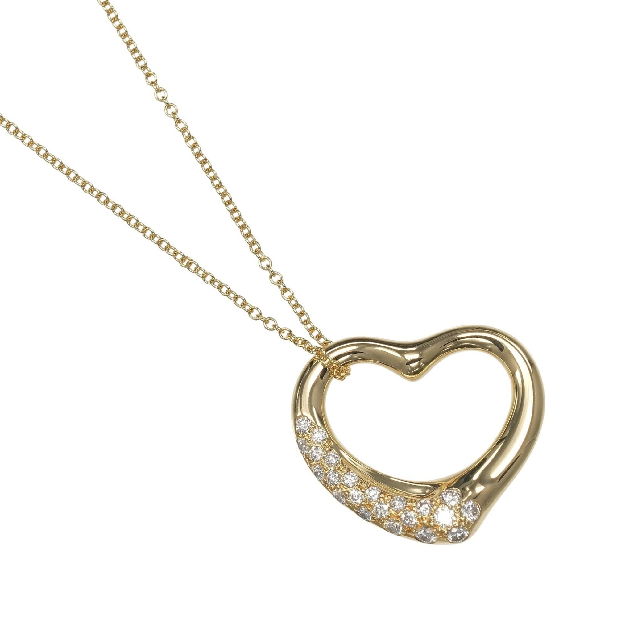 Tiffany & Co. Open Heart Necklace in 18K Yellow Gold with Diamonds, Approx. 7.86g