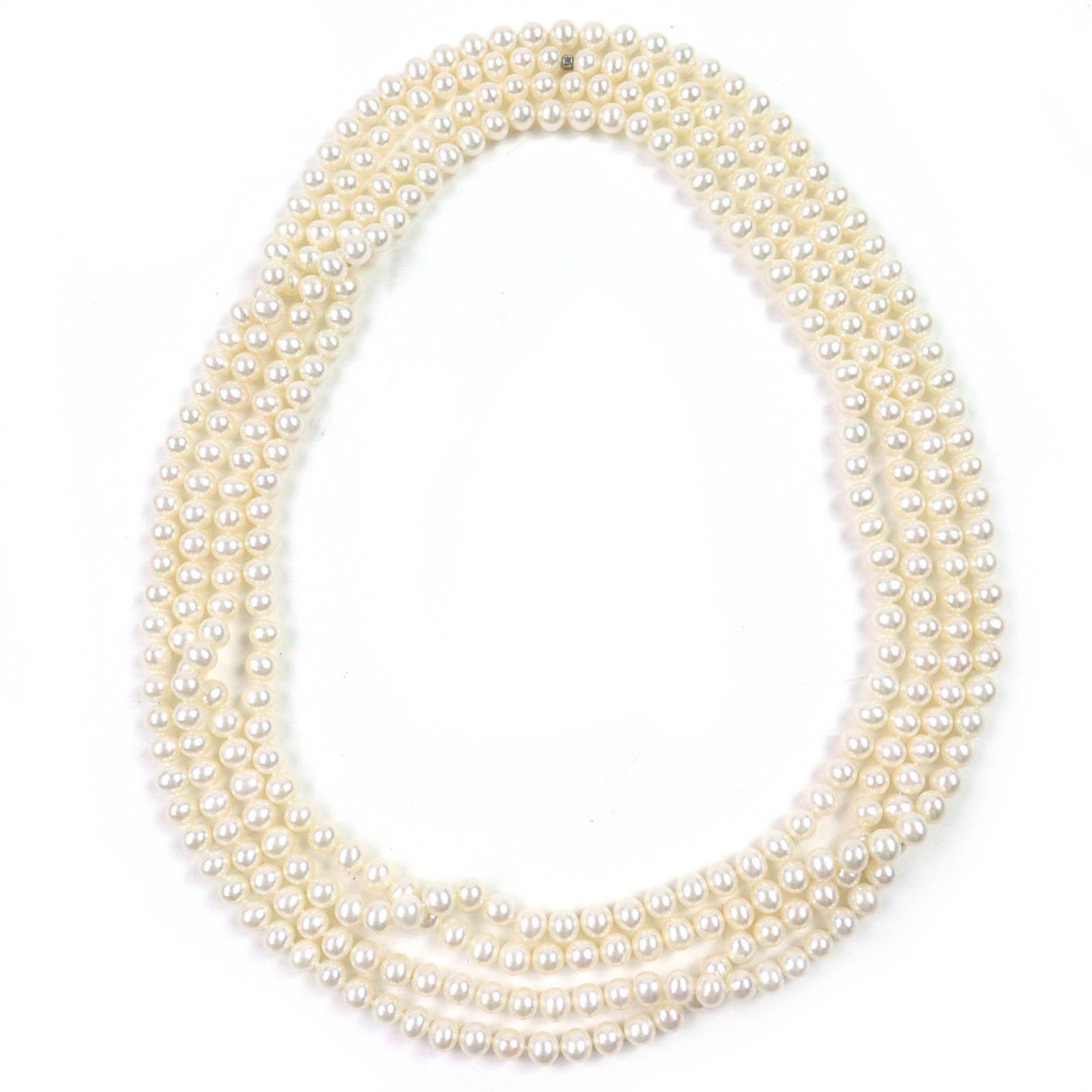 TIFFANY & Co. AG925 Long Pearl Necklace, White, 186g, Women's