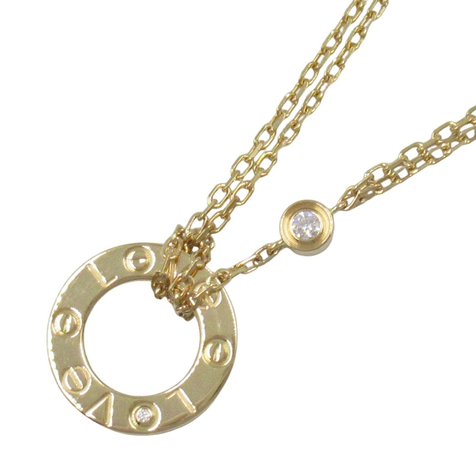 Cartier Love Circle Necklace with 2 Diamonds, 18K Yellow Gold, Clear Women's, B7219500