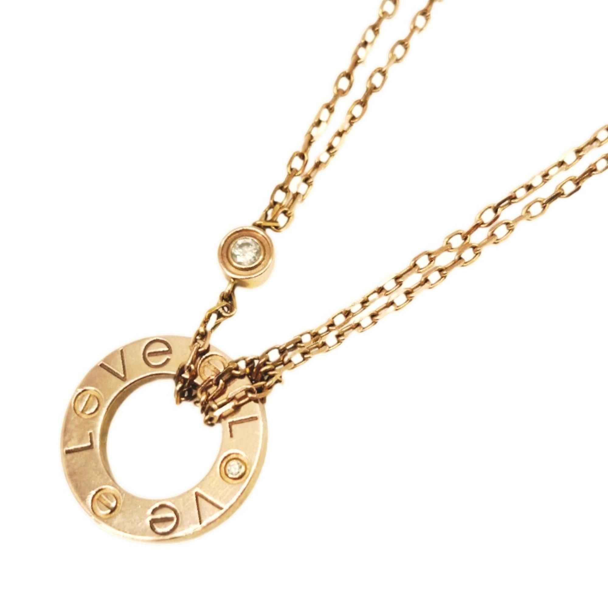 Cartier Love Circle Necklace, 18KPG Diamond, Double Chain, 750 Round, for Men and Women