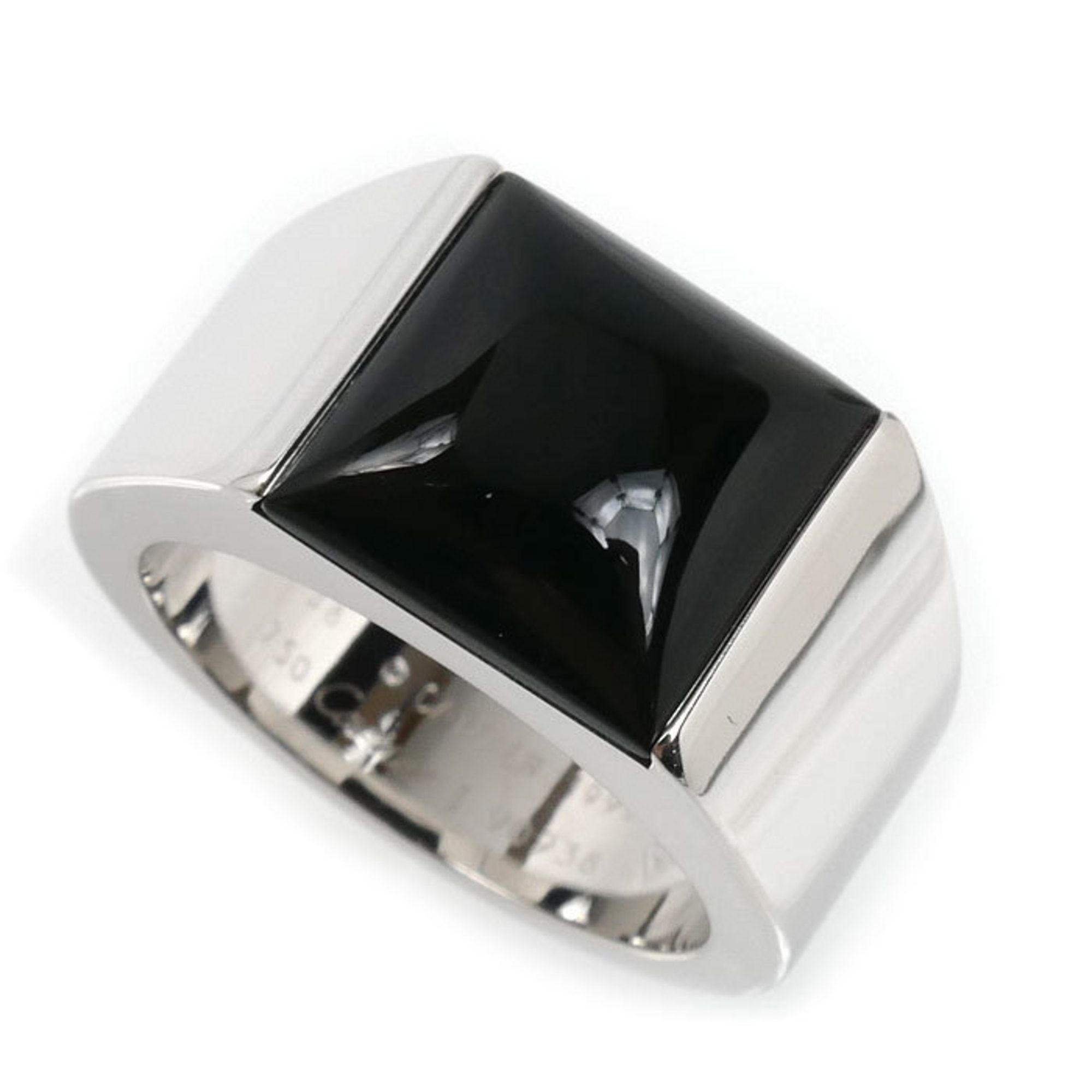 CARTIER 18K White Gold Tank Max Ring with Onyx, 58mm, 23.3g, Men's