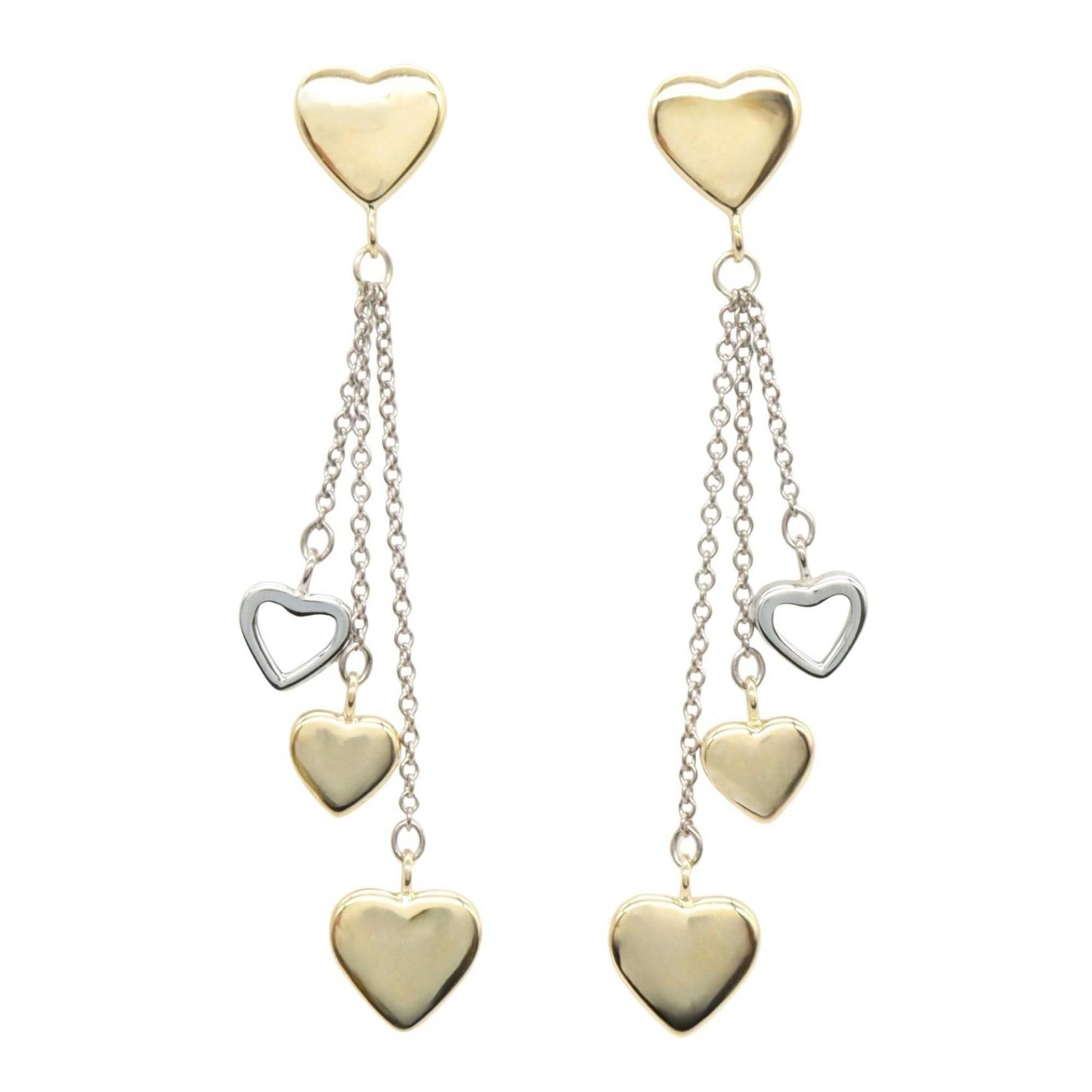 Tiffany & Co. Multi-Heart Drop Earrings, 18K Yellow Gold, White Women's, Silver