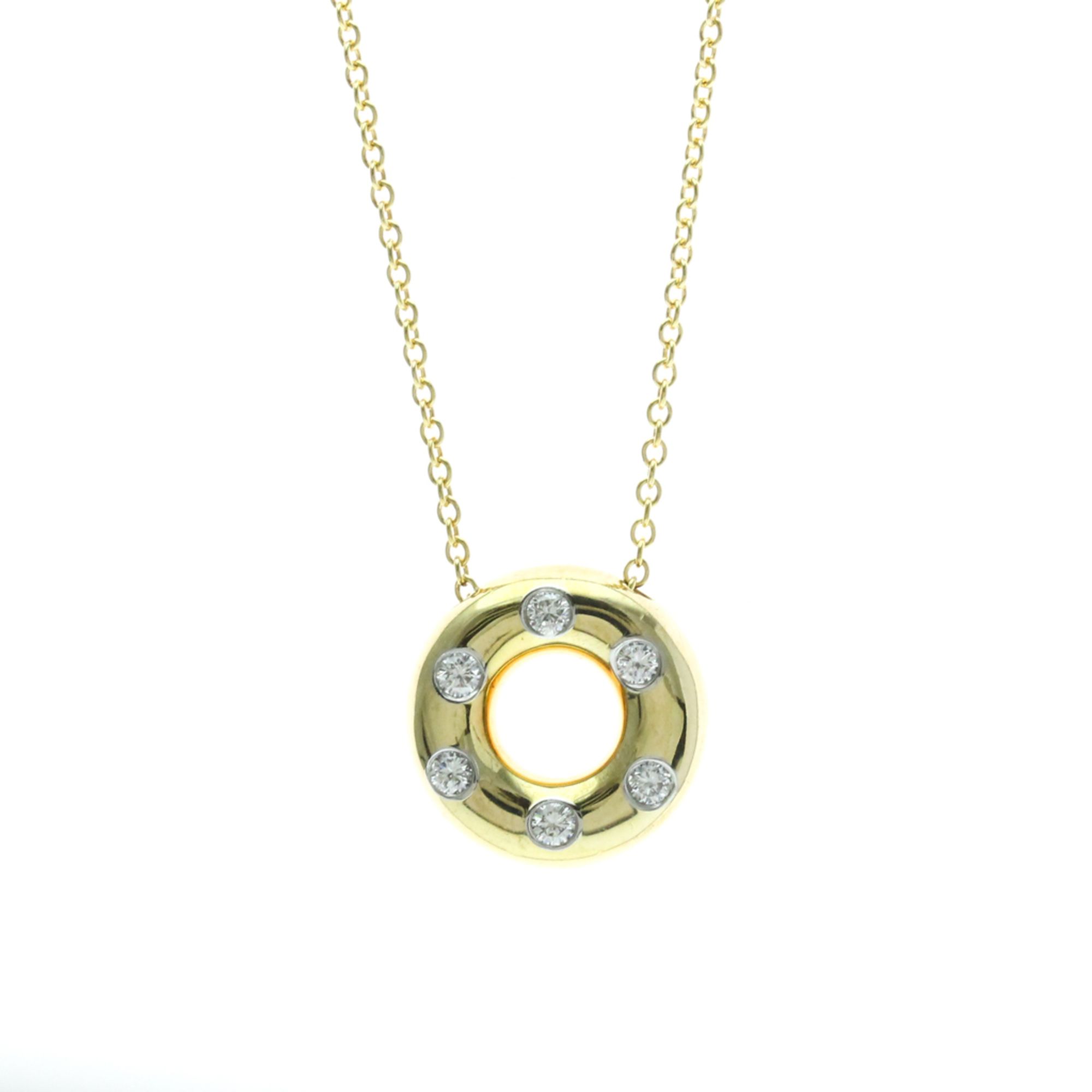 Tiffany Dots Circle Diamond Necklace Yellow Gold (18K),Platinum Diamond Men,Women Fashion Pendant Ne