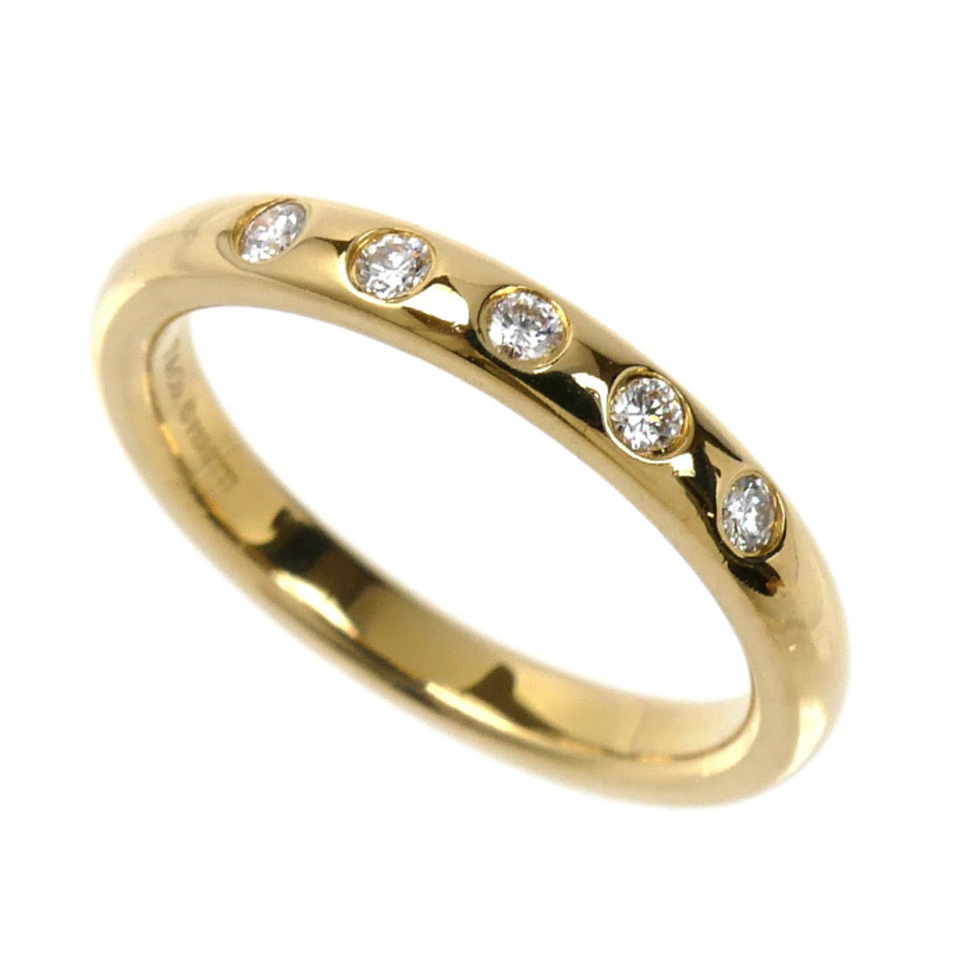 TIFFANY & Co. 18K Yellow Gold Stacking Band Ring with 5 Diamonds, 60017172, 1 Diamond, 4.1g, Women's