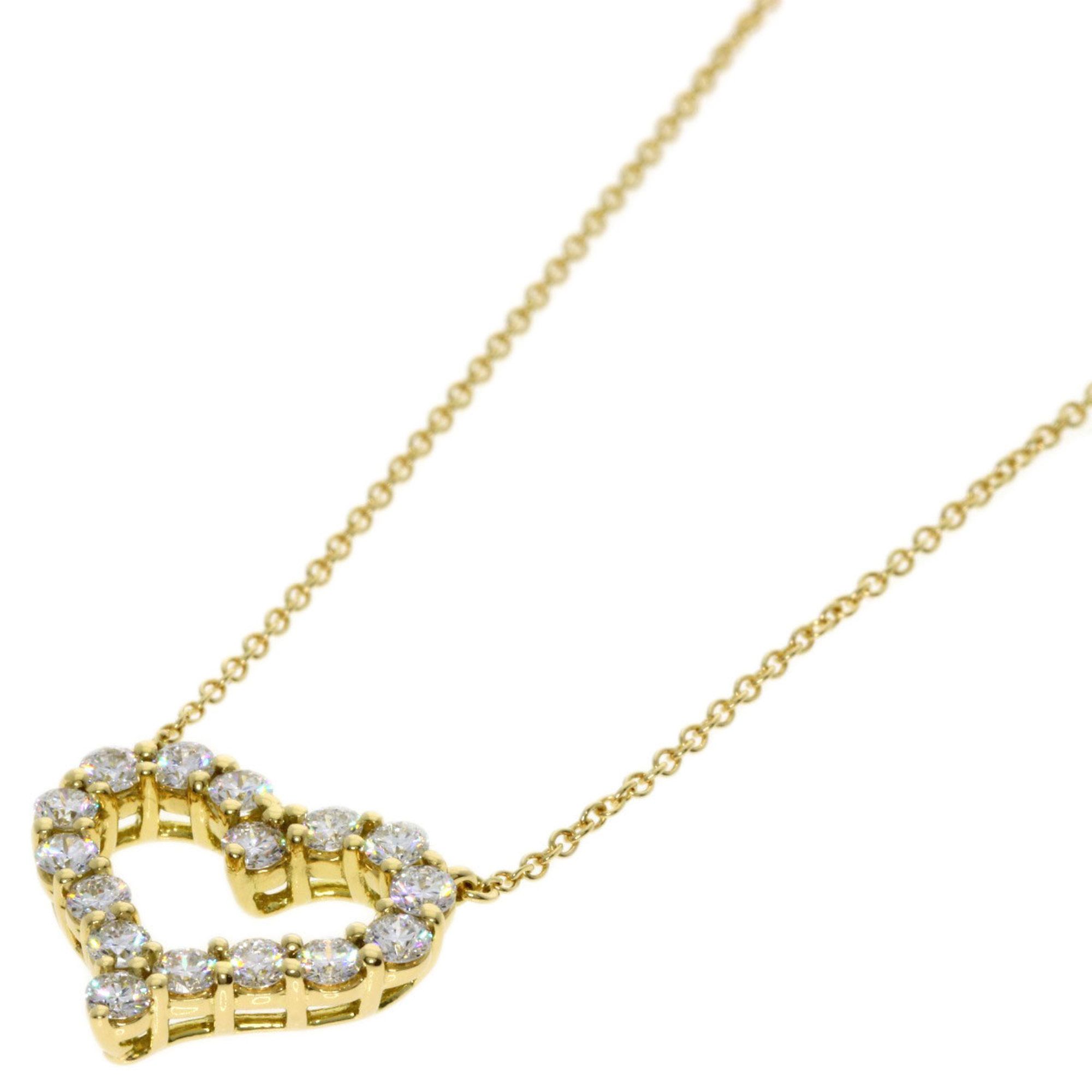 Tiffany Sentimental Heart Diamond Necklace K18 Yellow Gold Women's