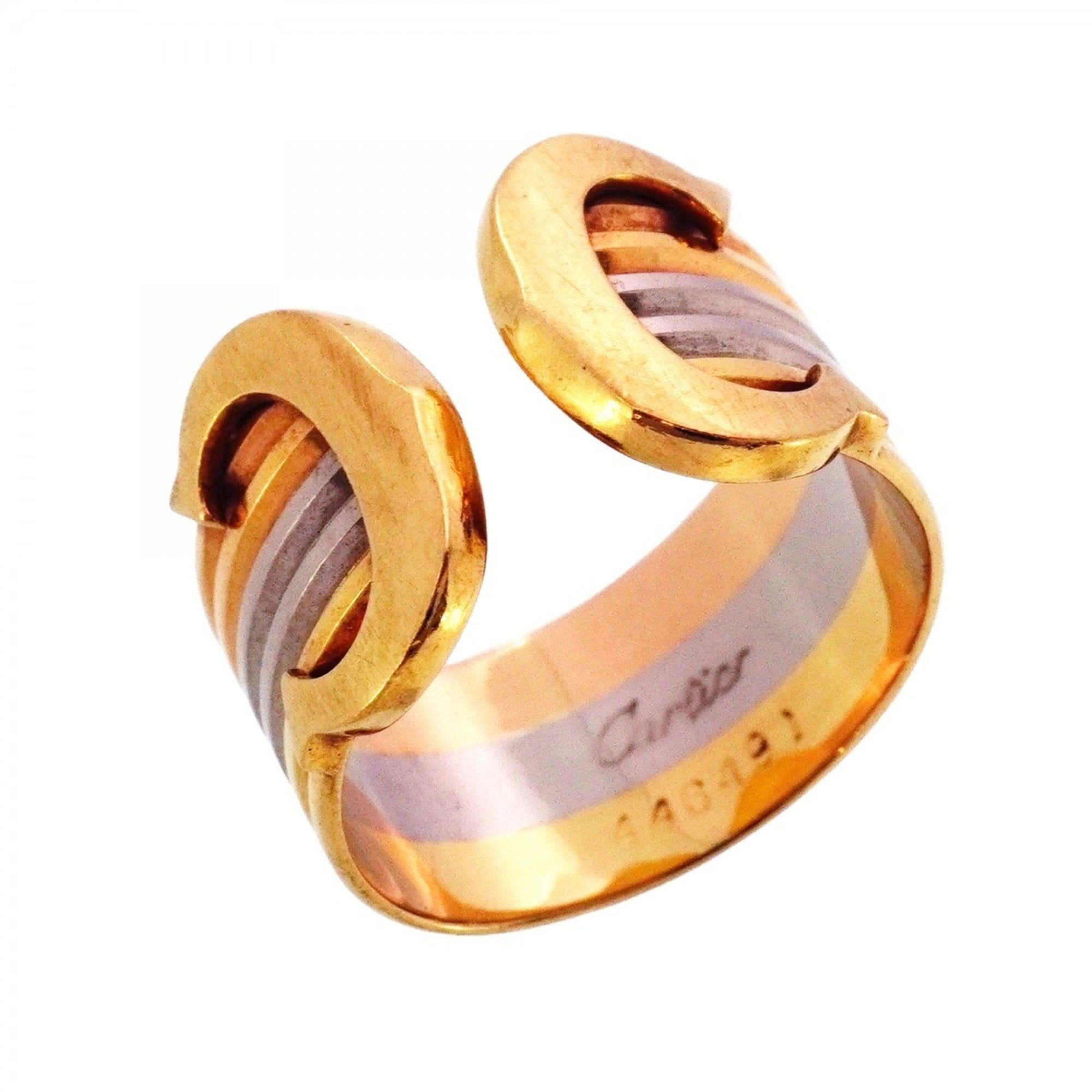 Cartier 2C Ring, 18K Yellow Gold, White Pink #53, Women's