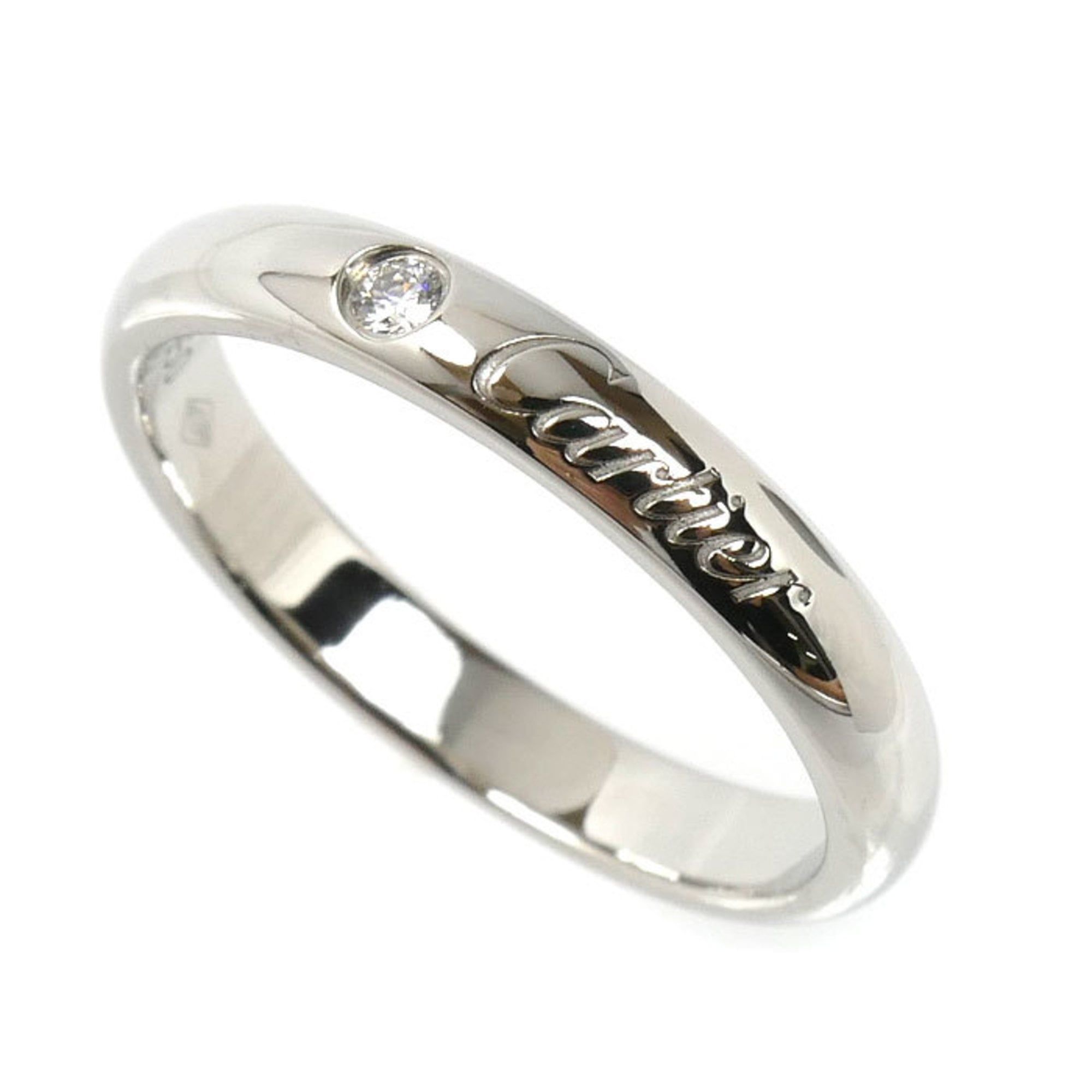 CARTIER Pt950 Platinum C de Cartier Wedding Ring with 1 Diamond, B4232252, 52 Diamonds, 4.3g, Women'
