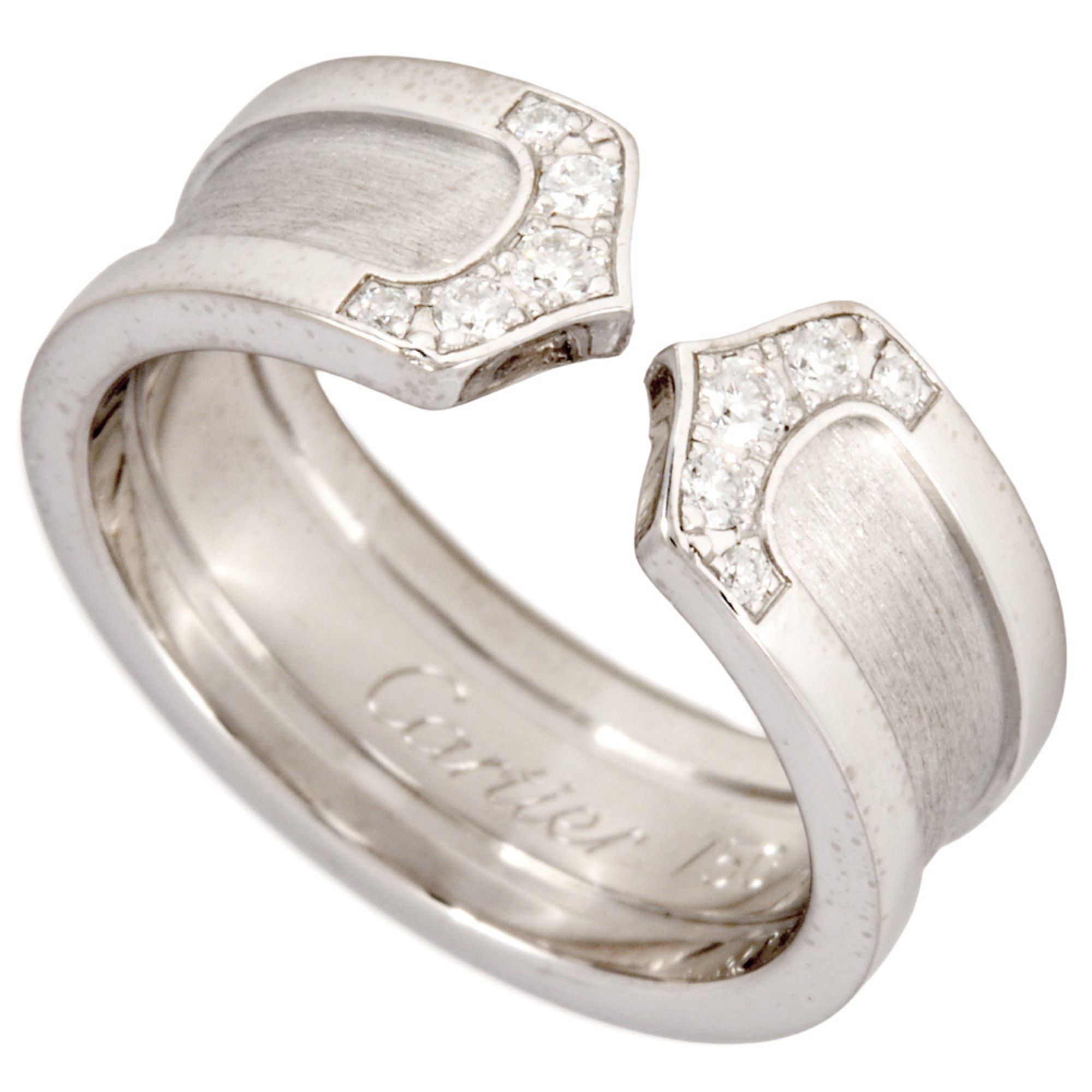 Cartier C2 Ring, Diamond, #49, 18KWG, 7.0g, 2C White Gold, Women's
