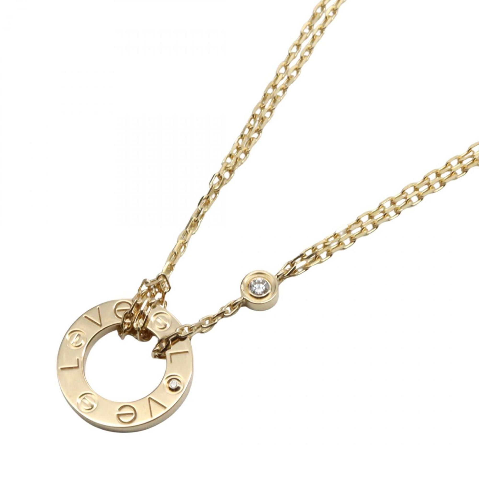 Cartier Love Circle 2PD Necklace in 18K Yellow Gold with Diamonds, Clear Gold, CRB7219500