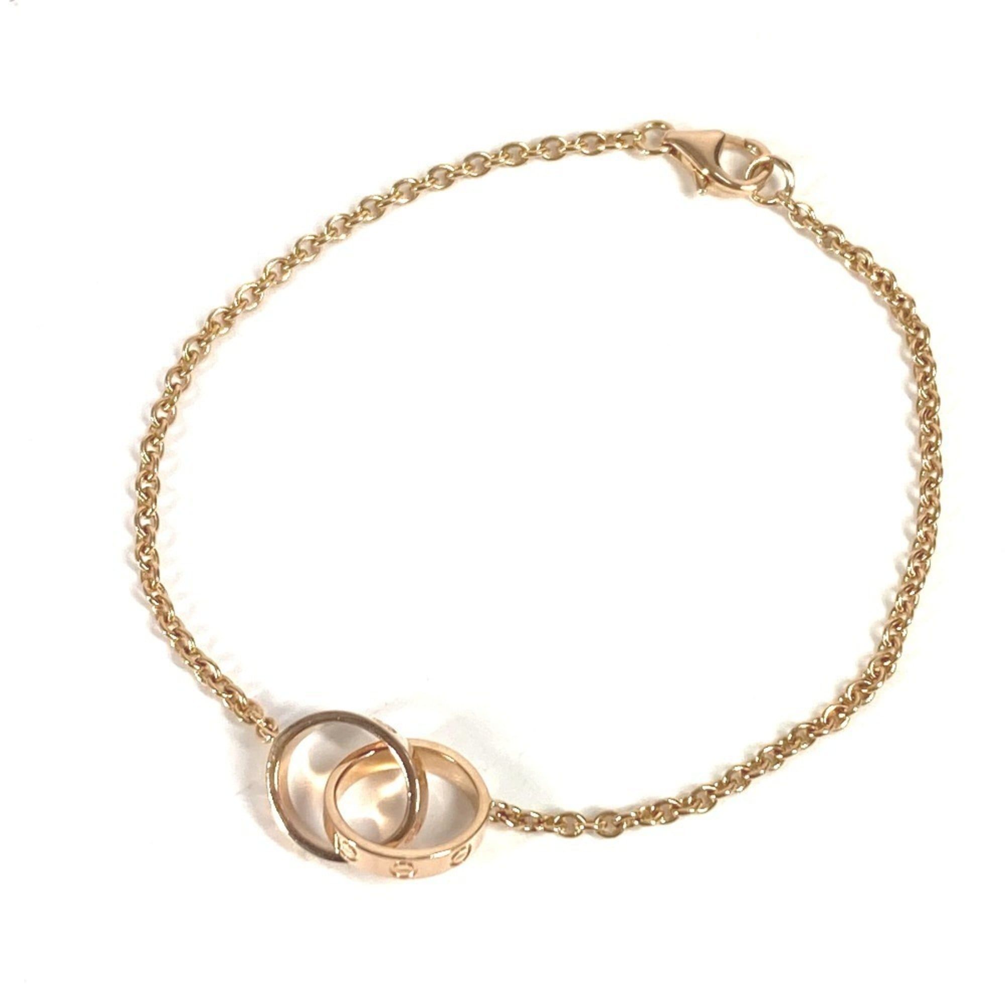 CARTIER LOVE Double Ring Bracelet with Logo Chain Bracelet, 18K Gold and PG Au750, Women's, Pink