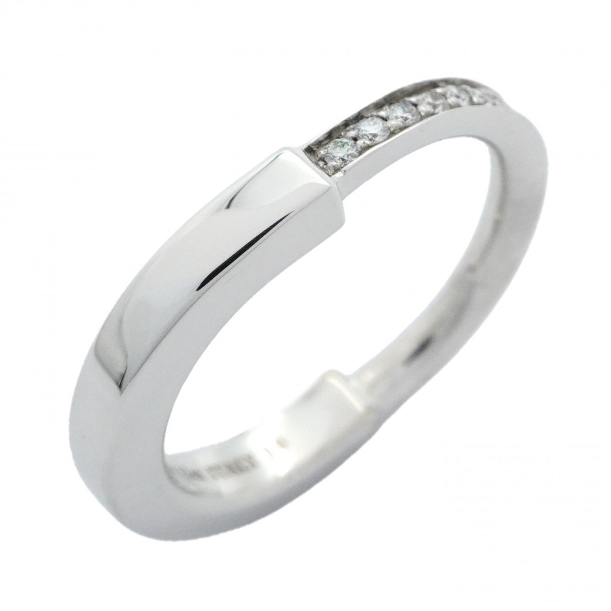 Tiffany Rock Ring, 18K White Gold with 0.13ct Diamond, Size 4, Women's