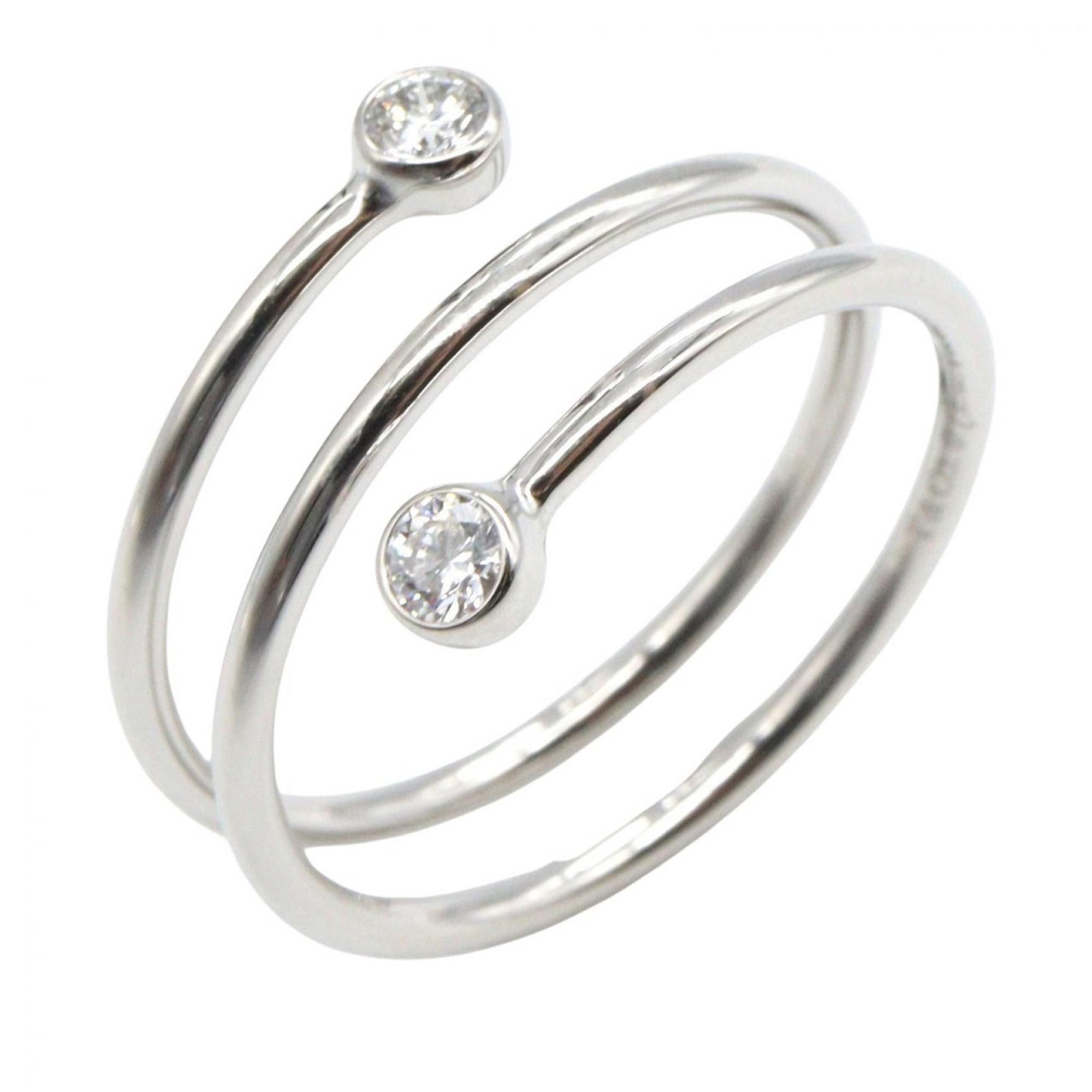 Tiffany & Co. 3-Row Hoop Ring, 2PD, Pt950 Platinum with Diamonds, Women's, Silver and Clear