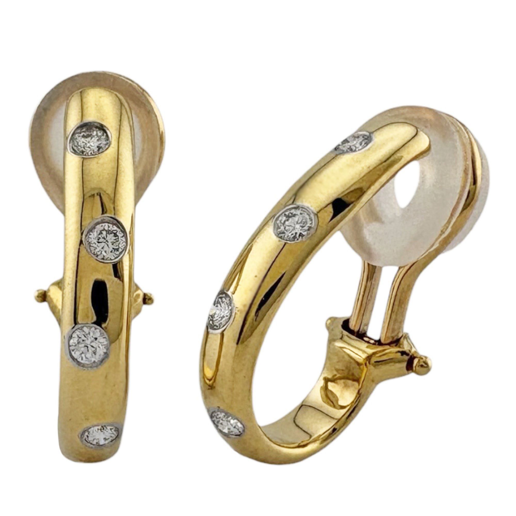 Tiffany & Co. Dots Earrings, 18k Gold with Diamonds, Women's, Pre-owned, TIFFANY