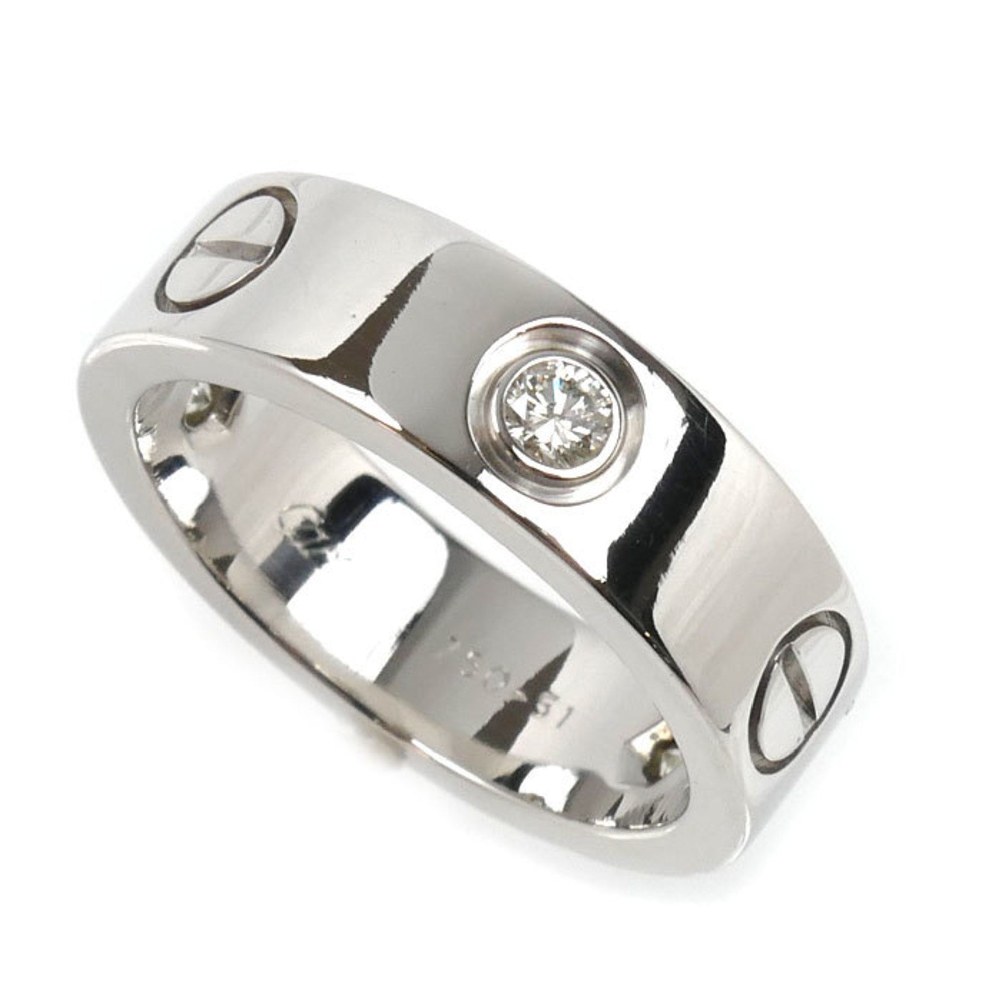 CARTIER Cartier 18KWG White Gold Love Half Diamond Ring with Diamonds, 1.51ct, 8.6g, Women's