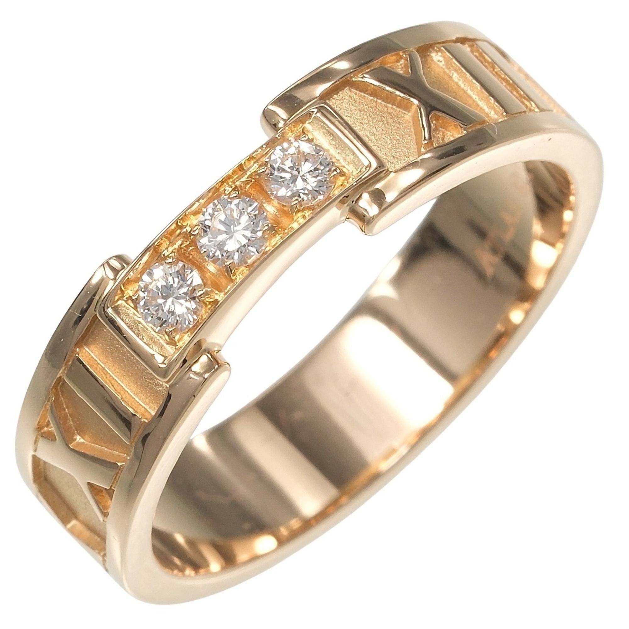 Tiffany & Co. Atlas ring, size 14, 18K pink gold with diamonds, approximately 5.27g.