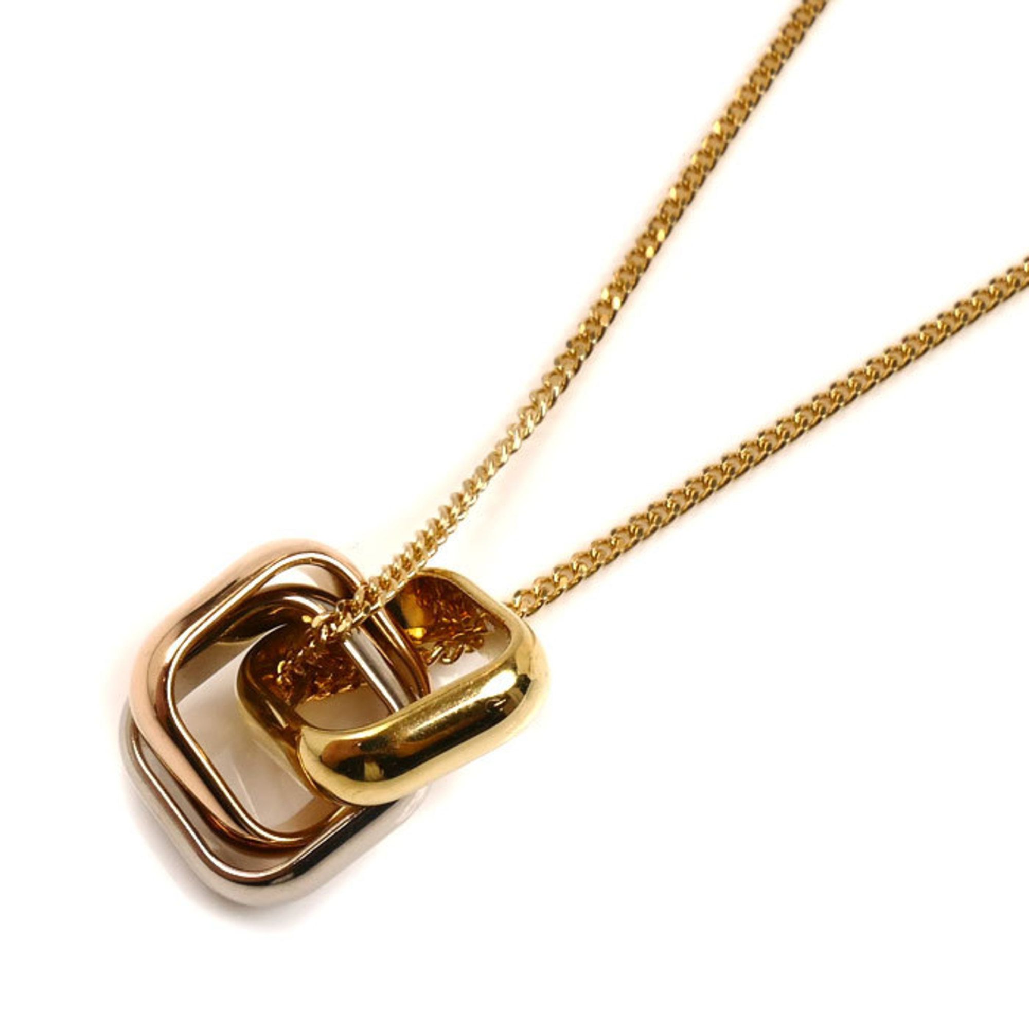CARTIER 18K Yellow Gold/Pink/White Trinity Cushion Necklace B7224955, 10.5g, 50cm, Women's