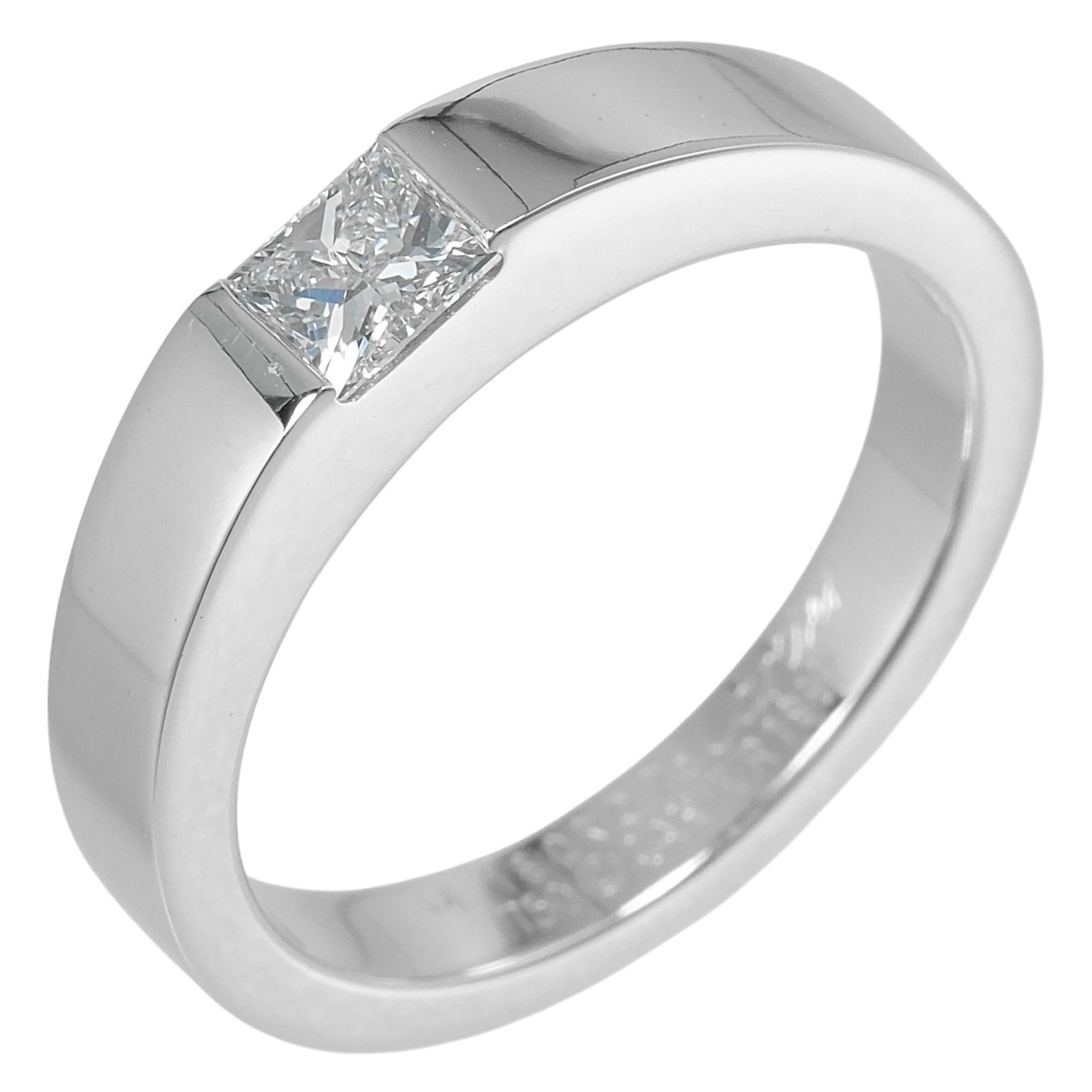 Cartier Tank ring, size 8, 18K white gold with diamonds, approximately 5.25g