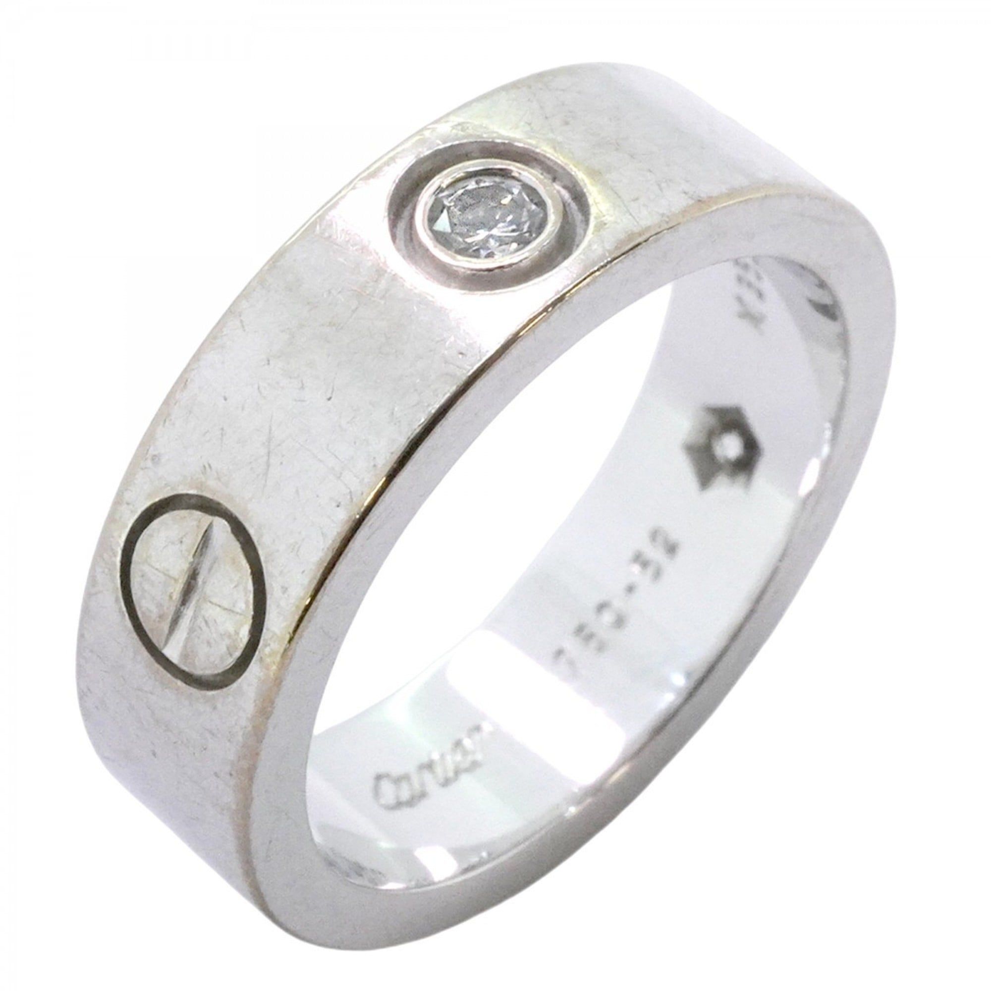 Cartier Love 3PD Ring, 18K White Gold with Diamonds, #52, Women's, P2168383