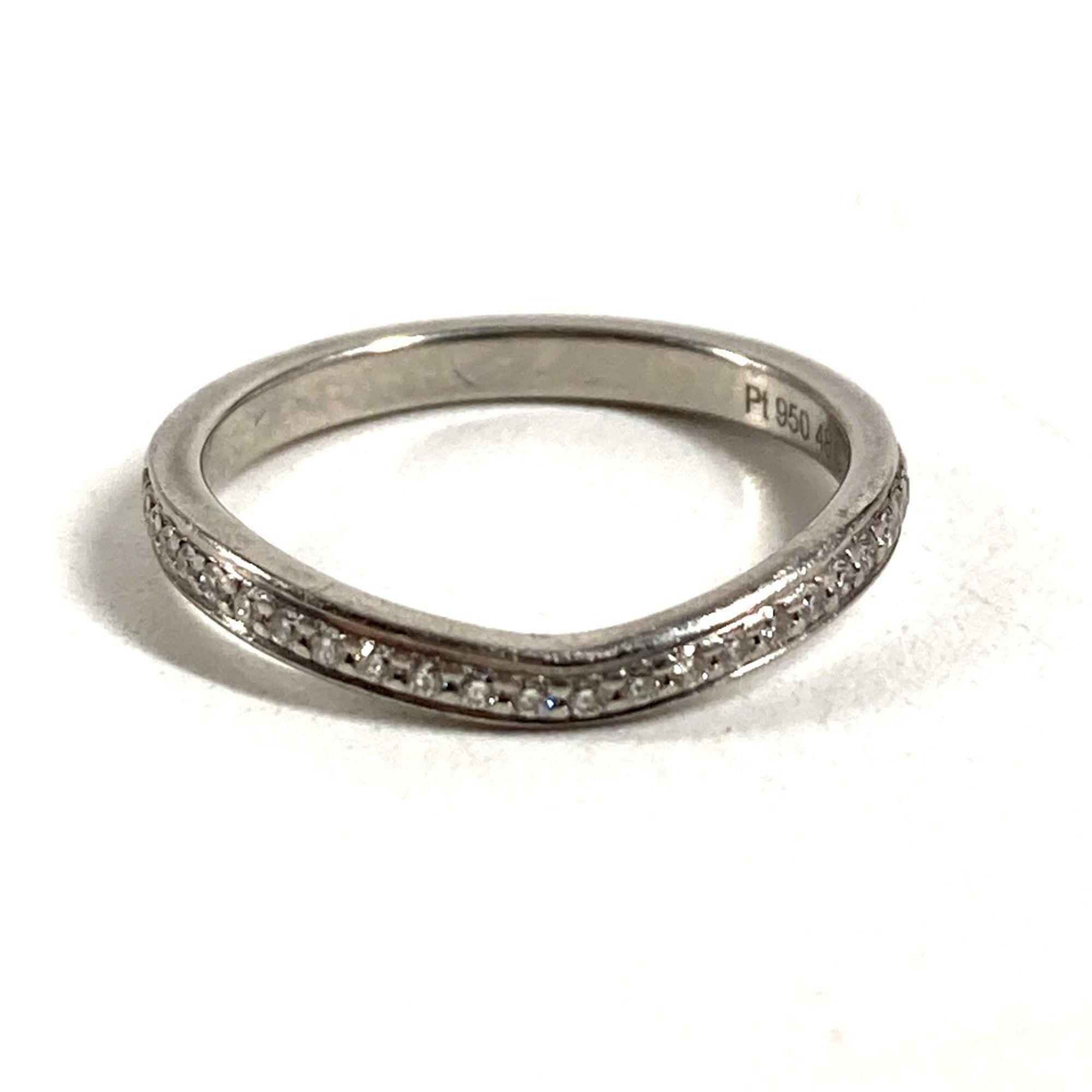 CARTIER Platinum Ballerina Curve Ring with Diamond and Half Diamonds, Pt950, Silver, for Women