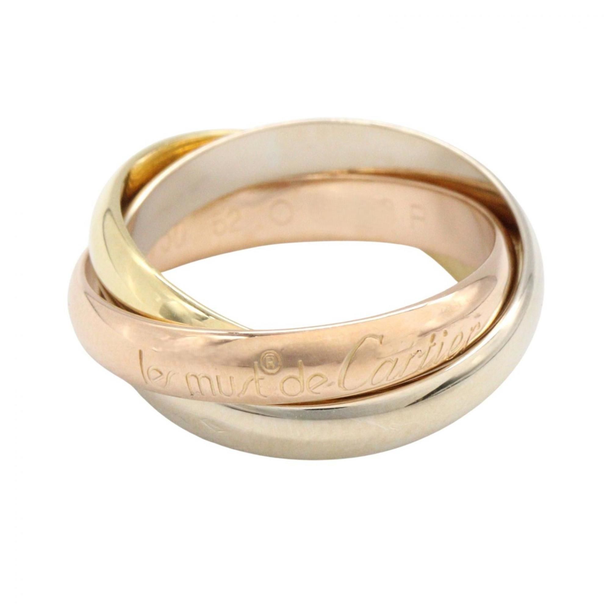 Cartier Trinity Ring, Women's Jewelry, 18K Yellow Gold, White Pink Silver