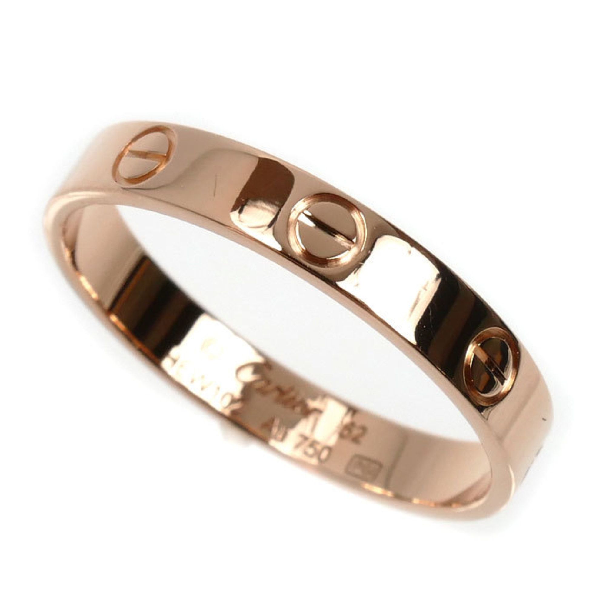 CARTIER Cartier 18K Pink Gold Mini Love Ring, B4085262, Size 21.5, 62mm, 3.6g, Women's