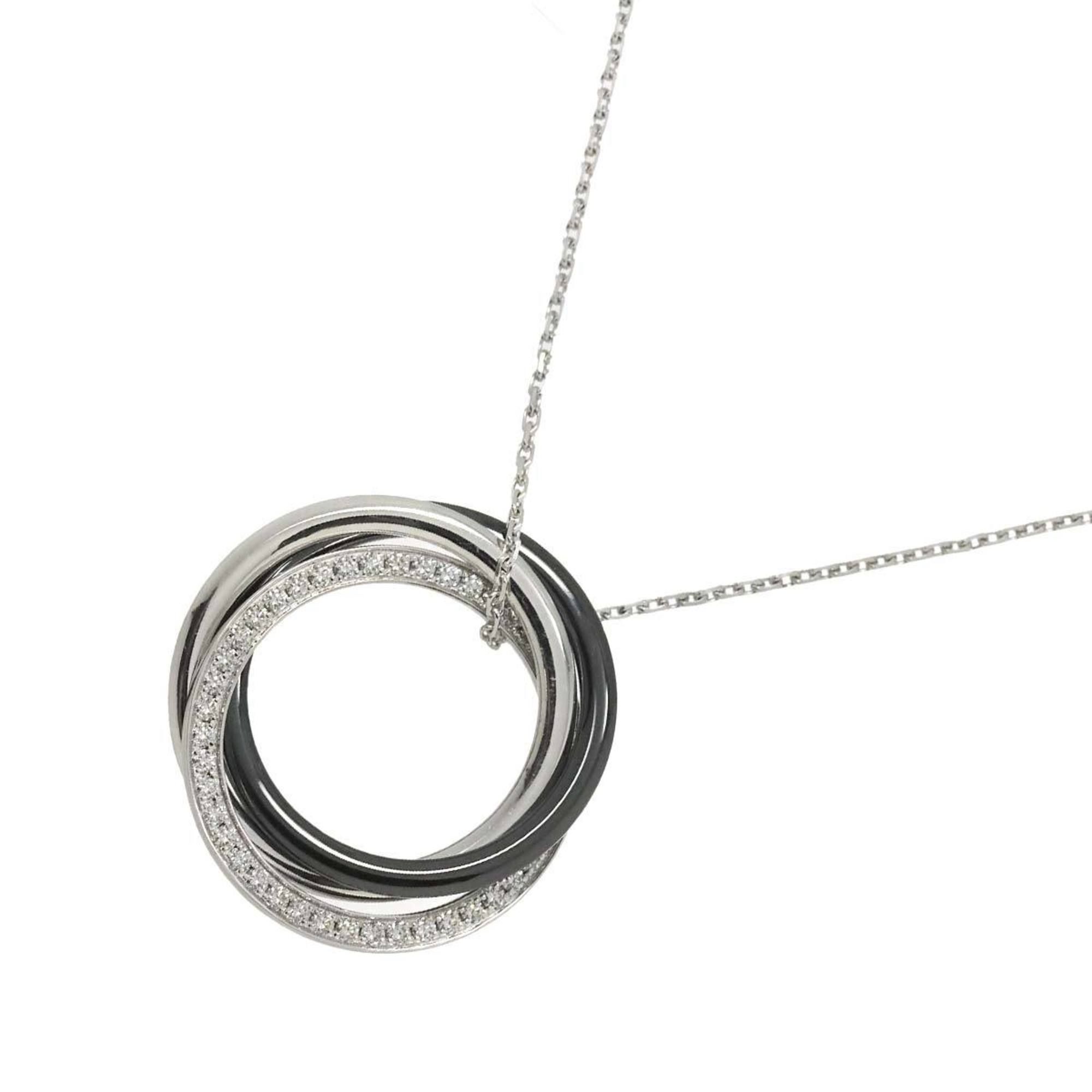 Cartier Trinity Diamond Necklace, 45cm, 18K White Gold, 750 Black Ceramic