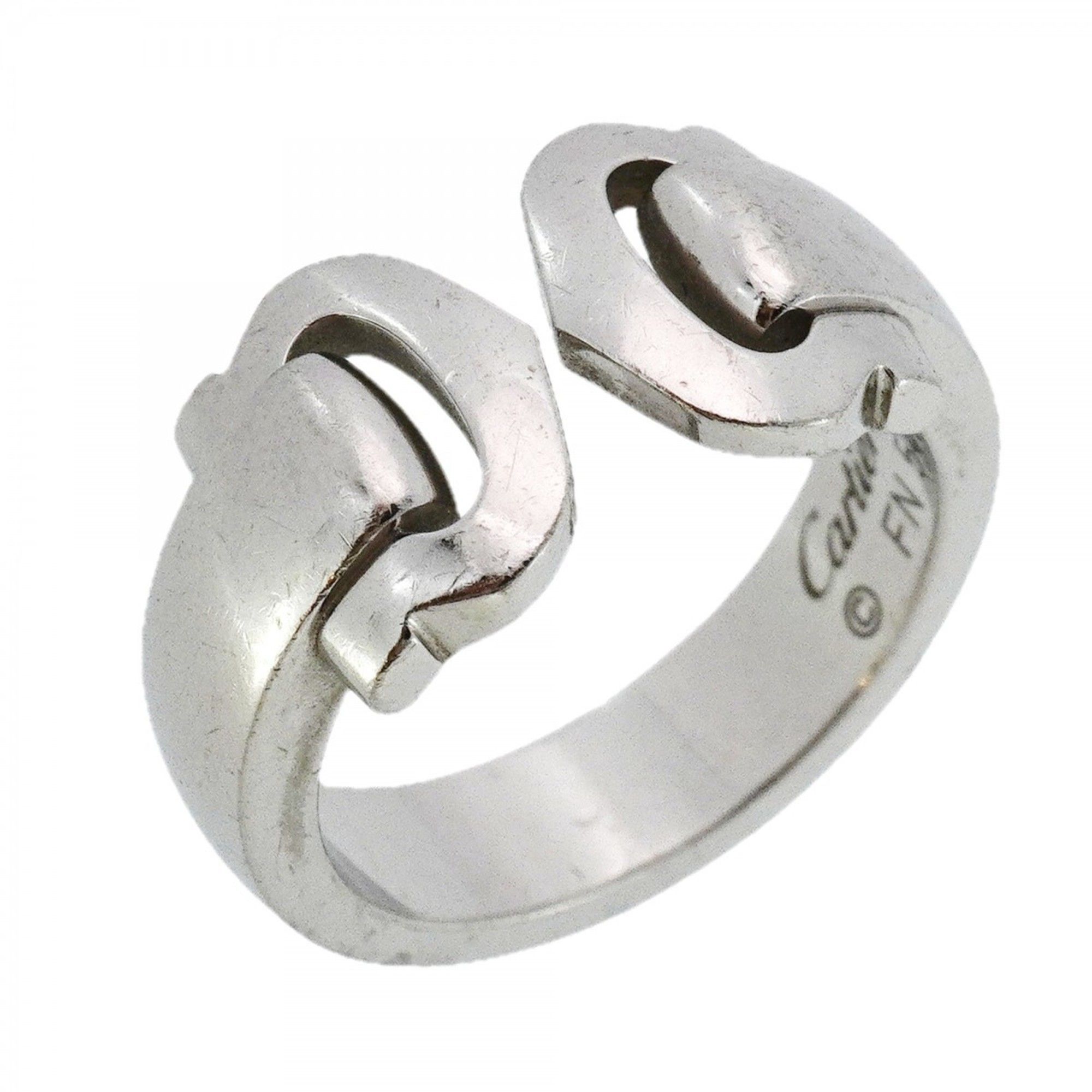 Cartier 2C Boucource Ring, 18K White Gold, #51, Women's