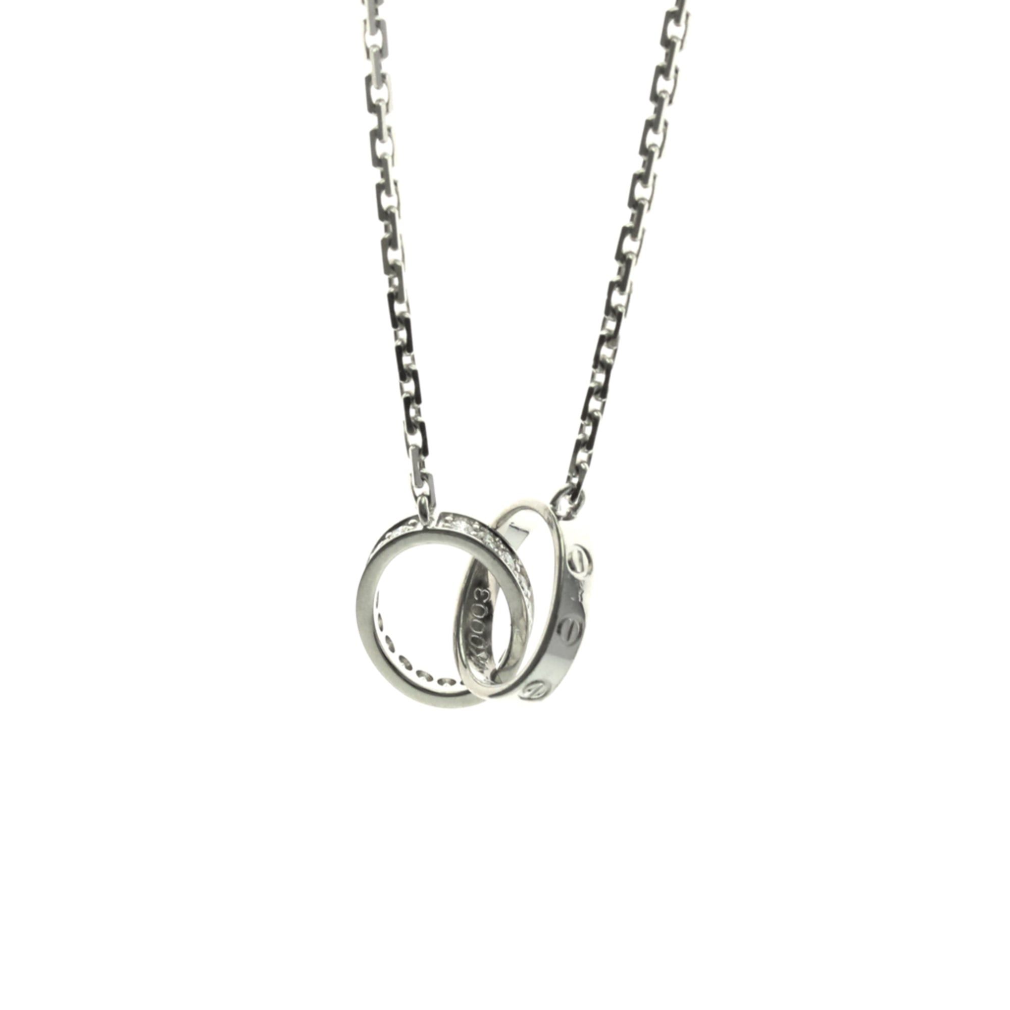 Cartier Baby Love Necklace Diamond White Gold (18K) Diamond Women,Men Fashion Pendant Necklace (Silv
