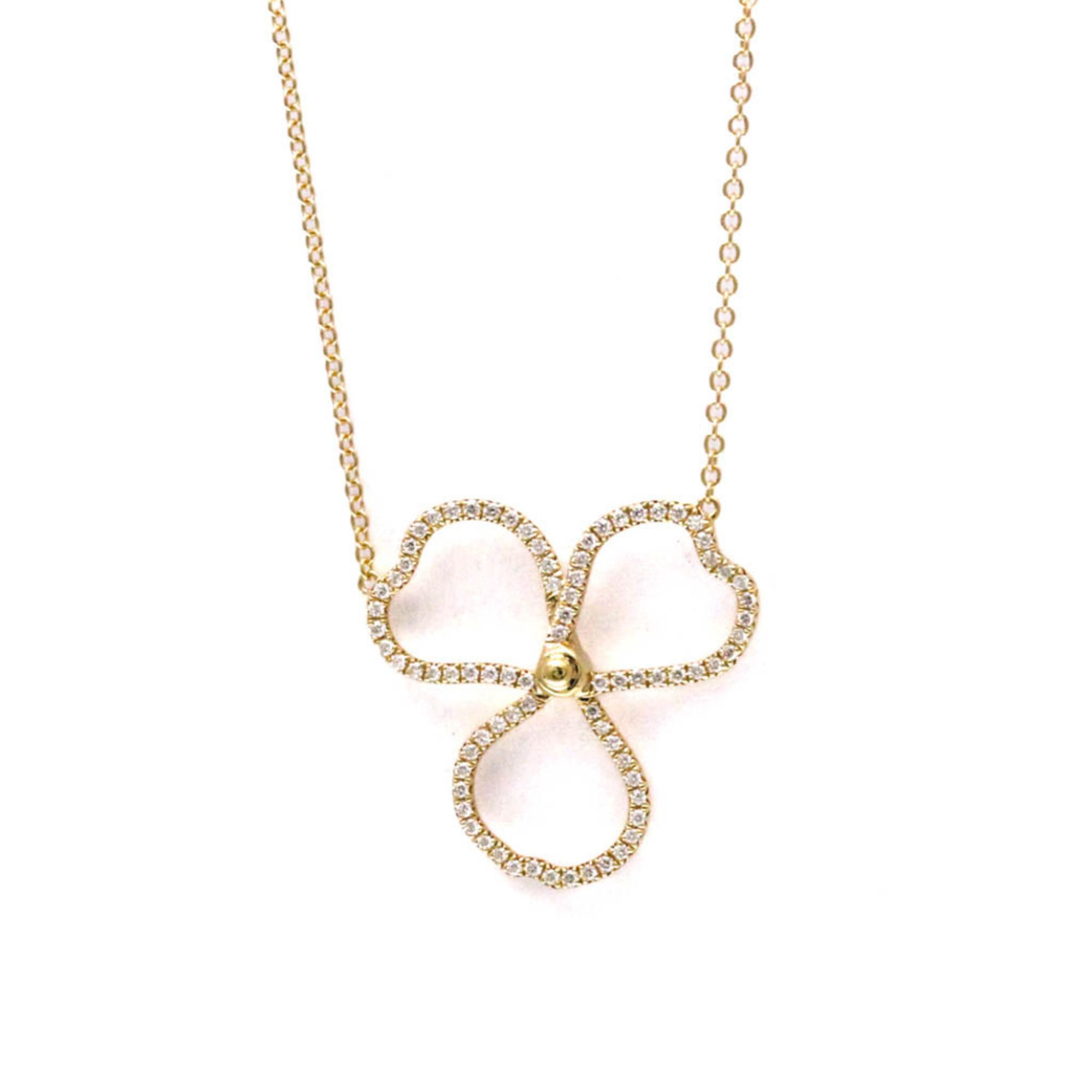 Tiffany Open Paper Flower Necklace Pink Gold (18K) Diamond Men,Women Fashion Pendant Necklace (Pink