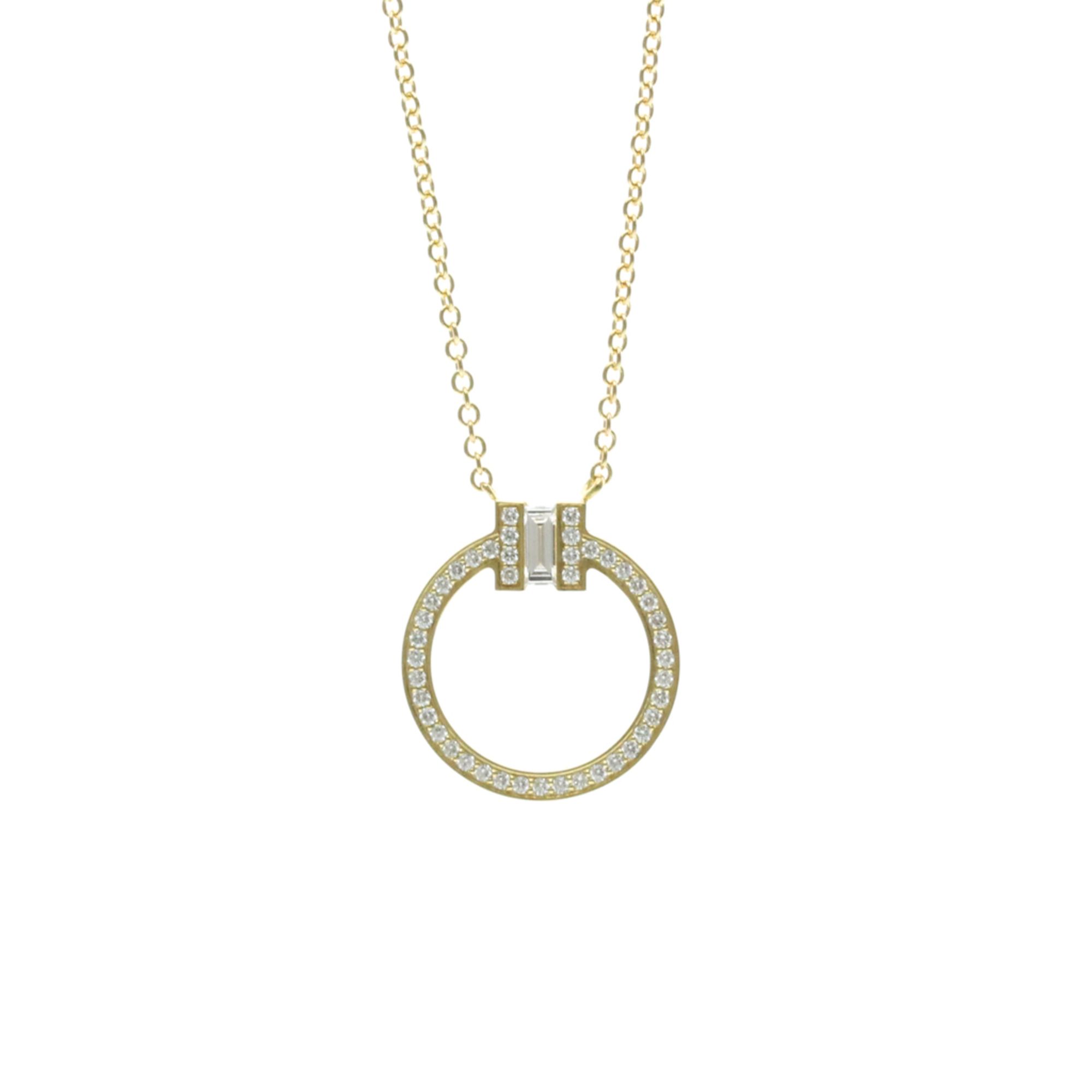 Tiffany Tiffany T Circle Diamond Necklace Yellow Gold (18K) Diamond Women,Men Fashion Pendant Neckla