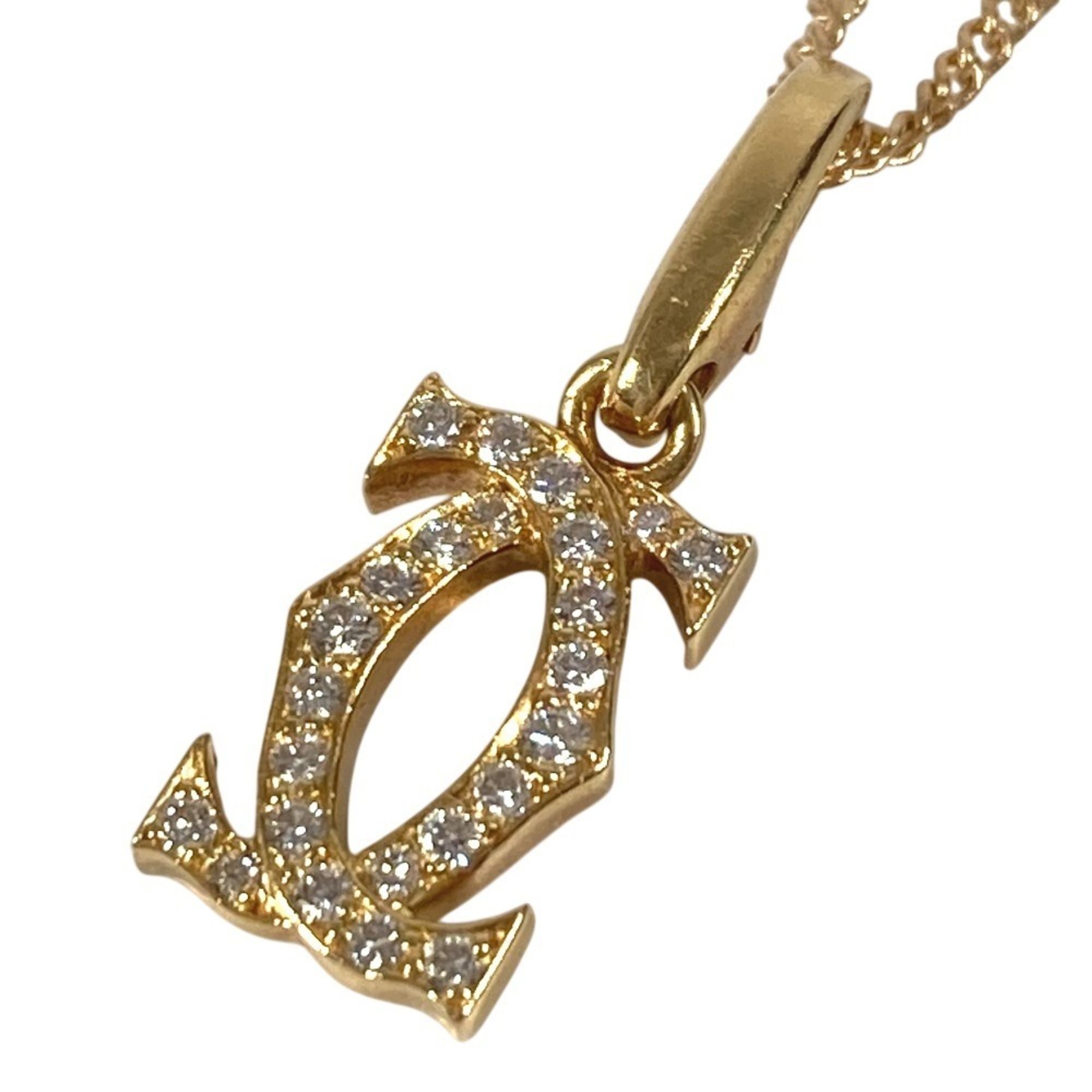 CARTIER 18K Gold Diamond Charm with 2C Logo, Accessory, Jewelry Necklace Pendant, Charm, Au750, Men'