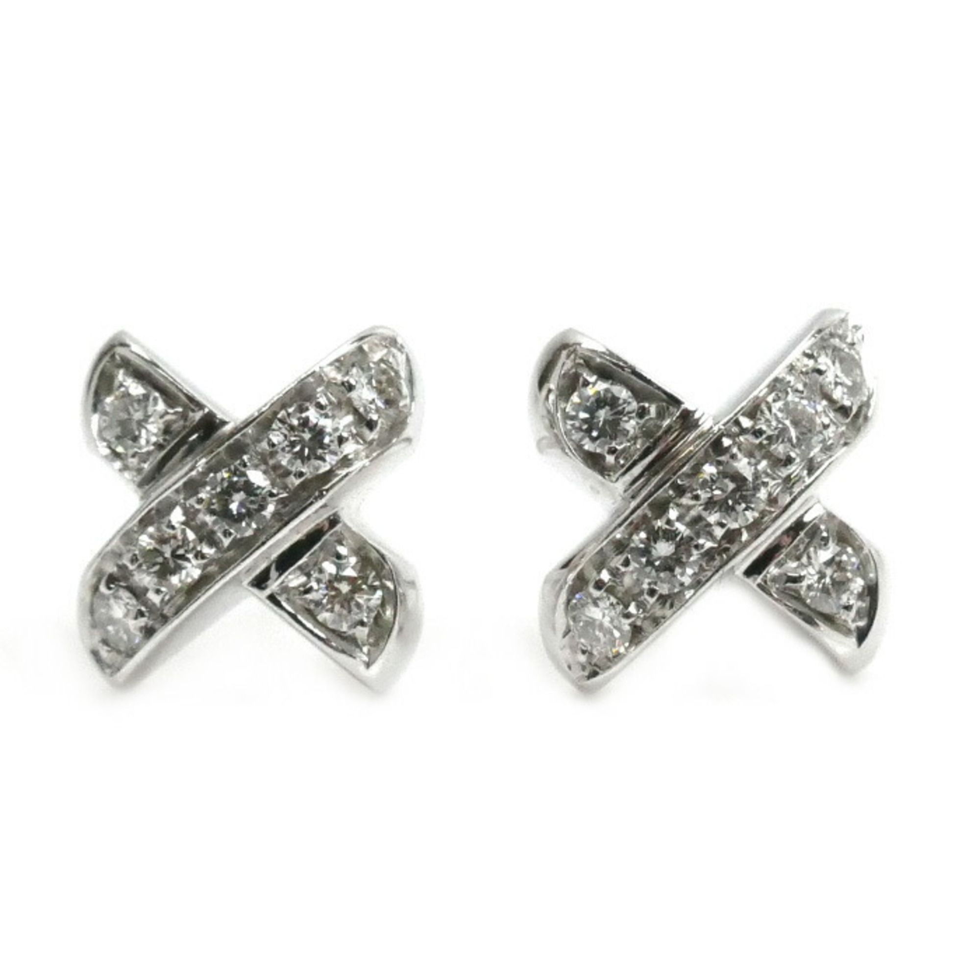 TIFFANY&Co. Tiffany 18KWG White Gold Signature Diamond Earrings 5.8g Women's