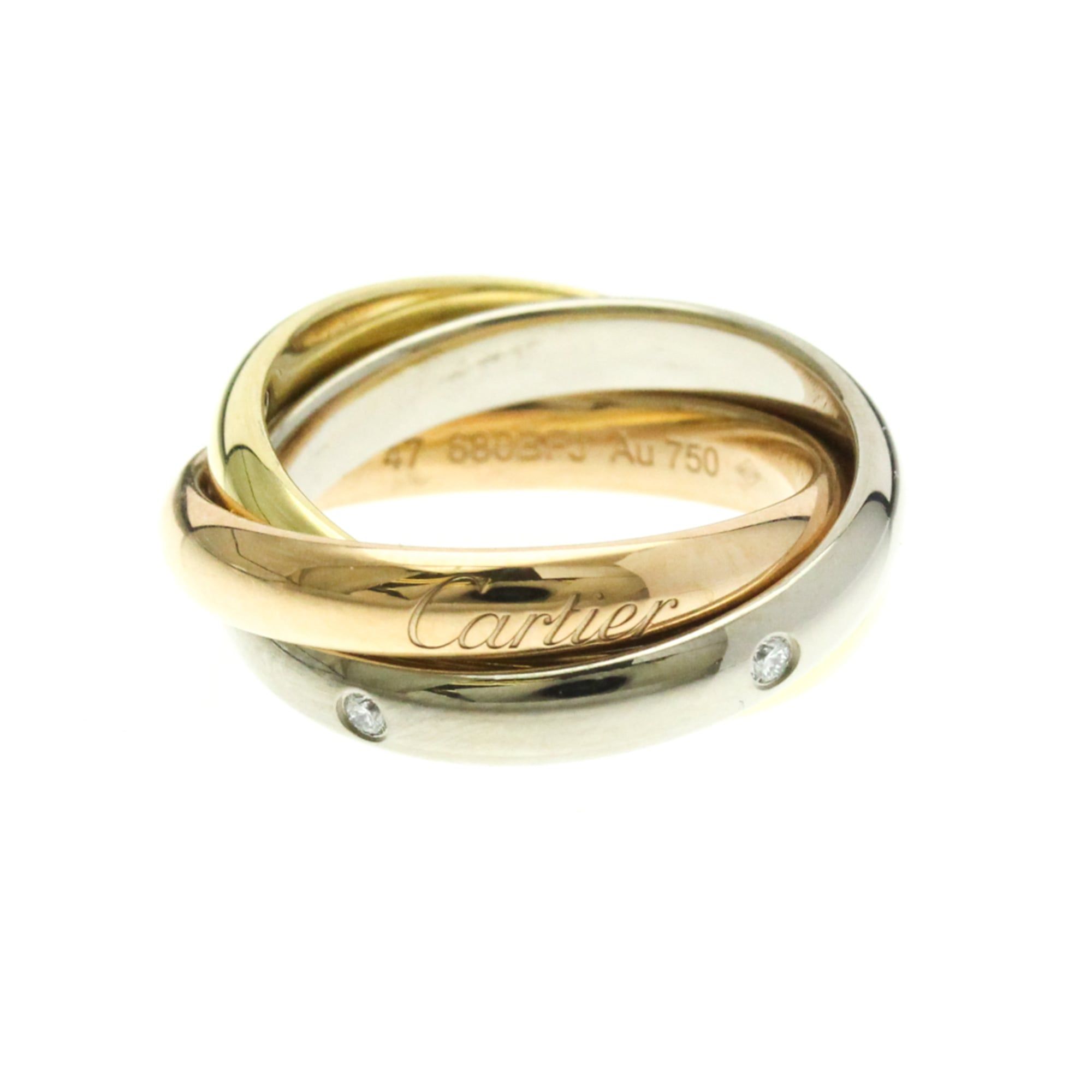 Cartier Trinity 5P Diamond Ring Yellow Gold (18K),Pink Gold (18K),White Gold (18K) Fashion Diamond B