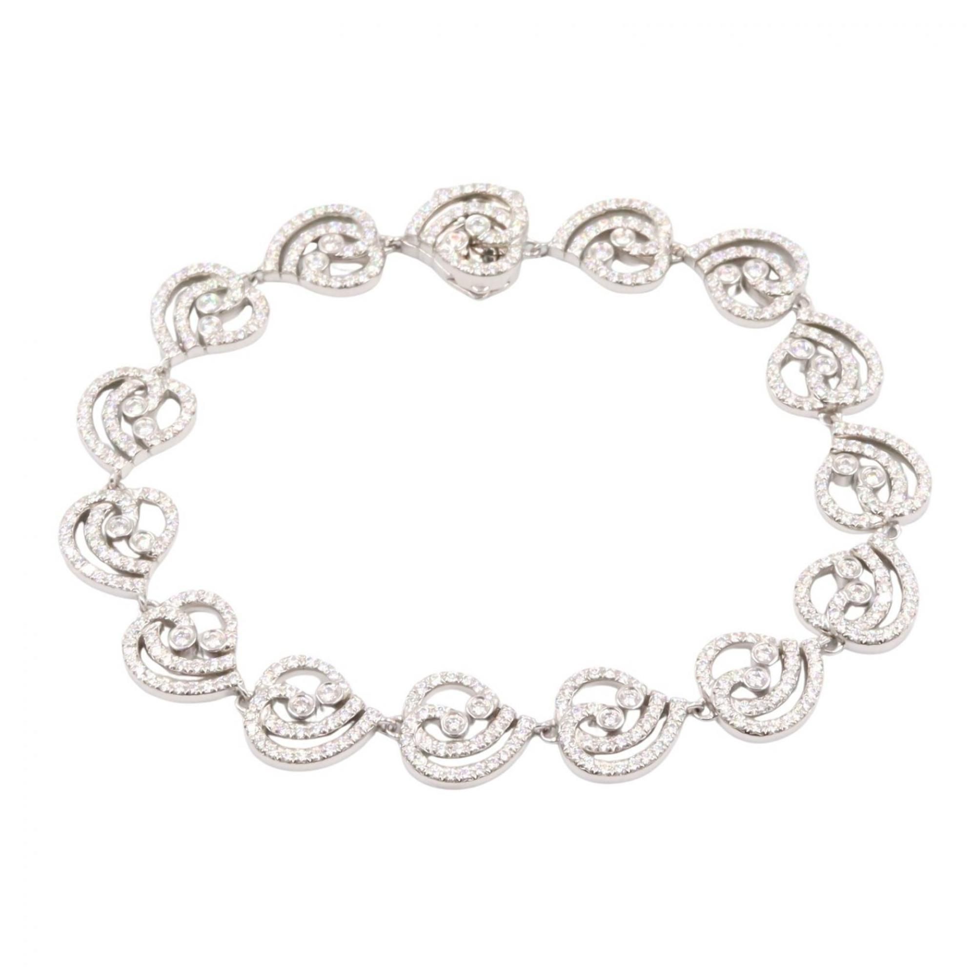 Tiffany & Co. Enchanted Heart Bracelet, Pt950 Platinum with Diamonds, Women's, Silver and Clear
