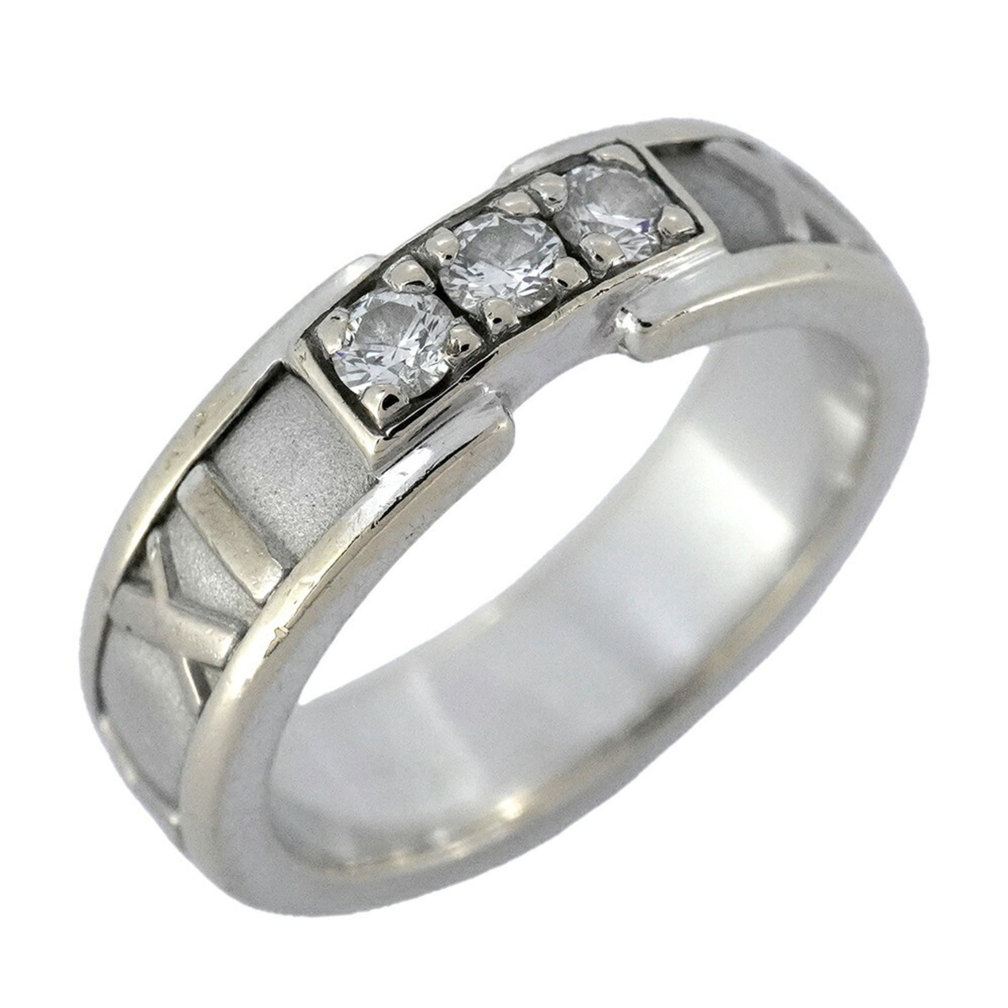 Tiffany Atlas 3PD Ring, 18K White Gold with Diamonds, Size 10.5, Women's