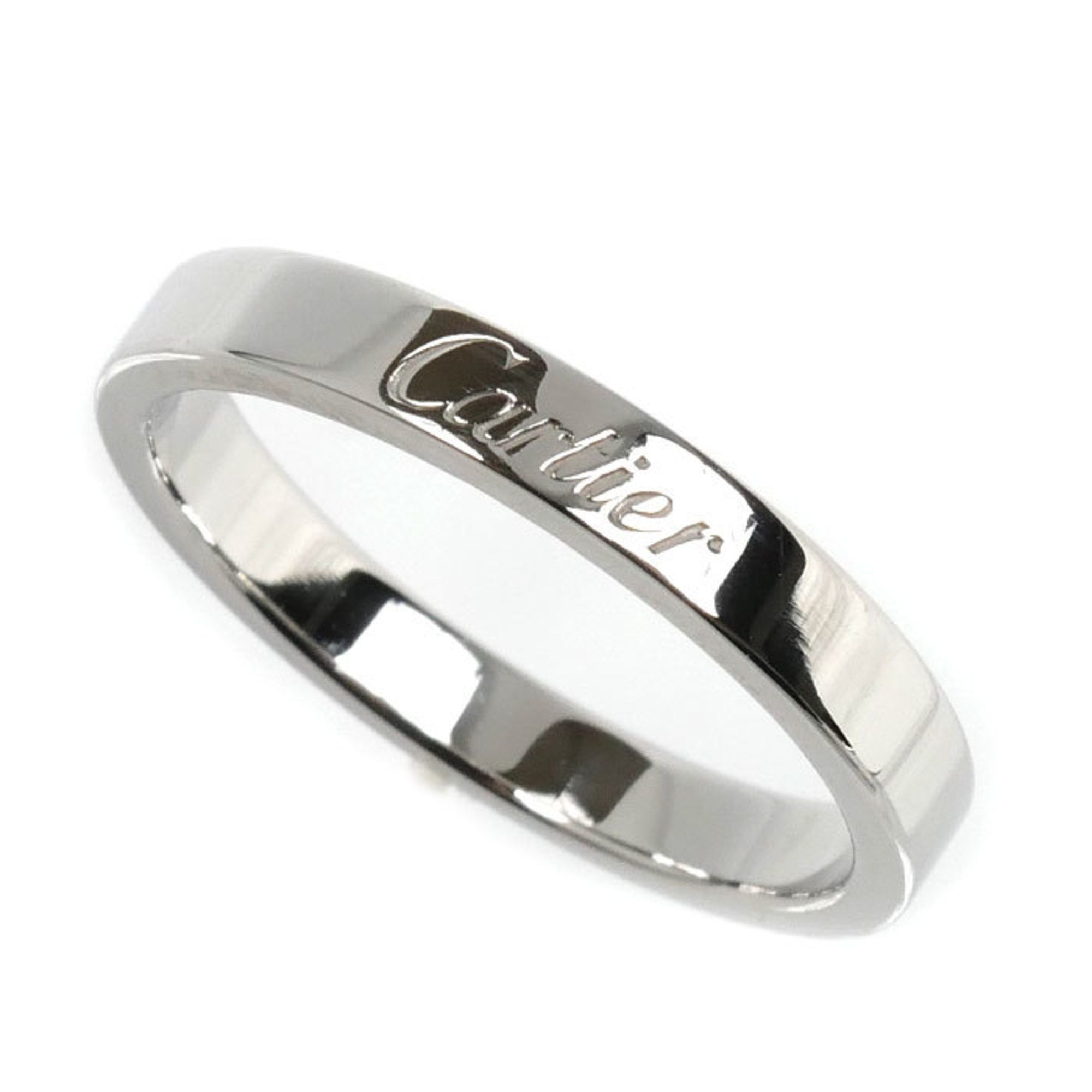 CARTIER Pt950 Platinum Engraved Ring, Size 55, 5.5g, Women's