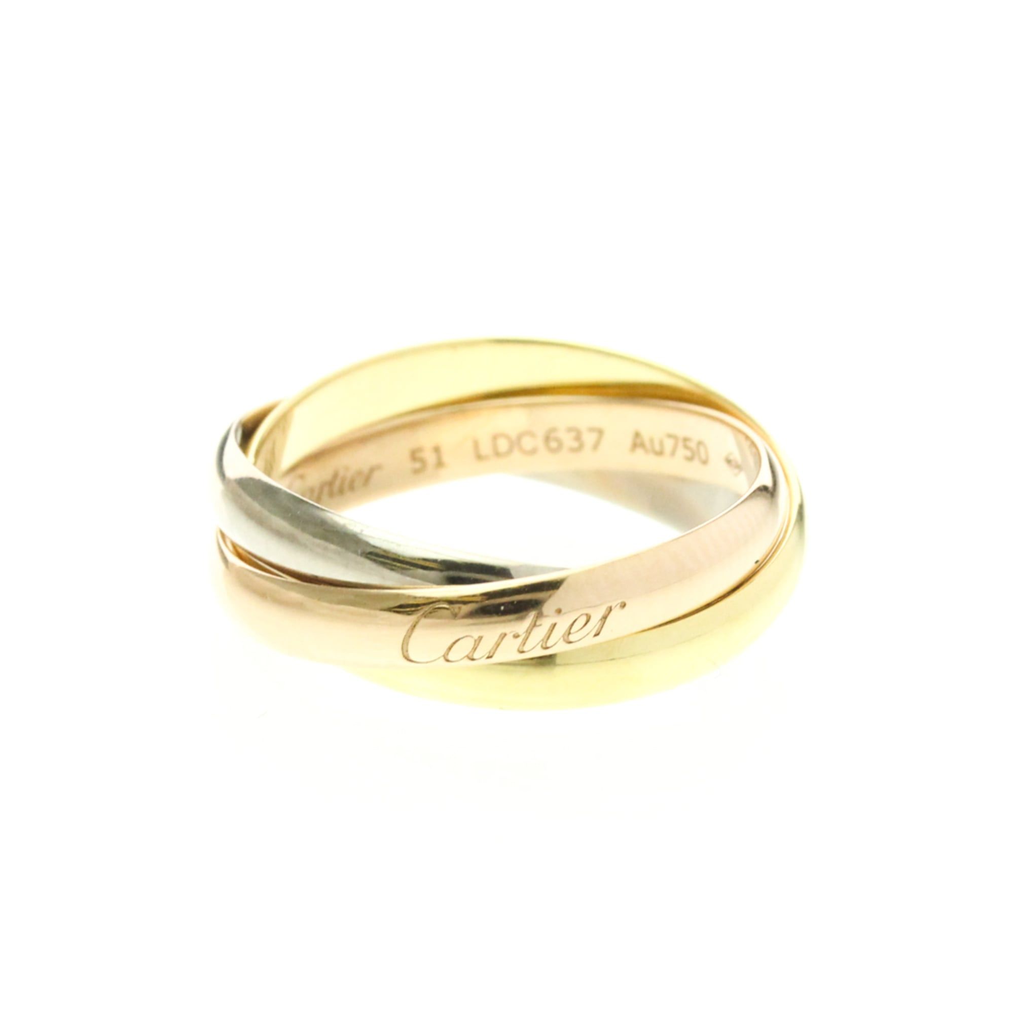 Cartier Trinity Yellow Gold (18K),Pink Gold (18K),White Gold (18K) Fashion No Stone Band Ring Gold