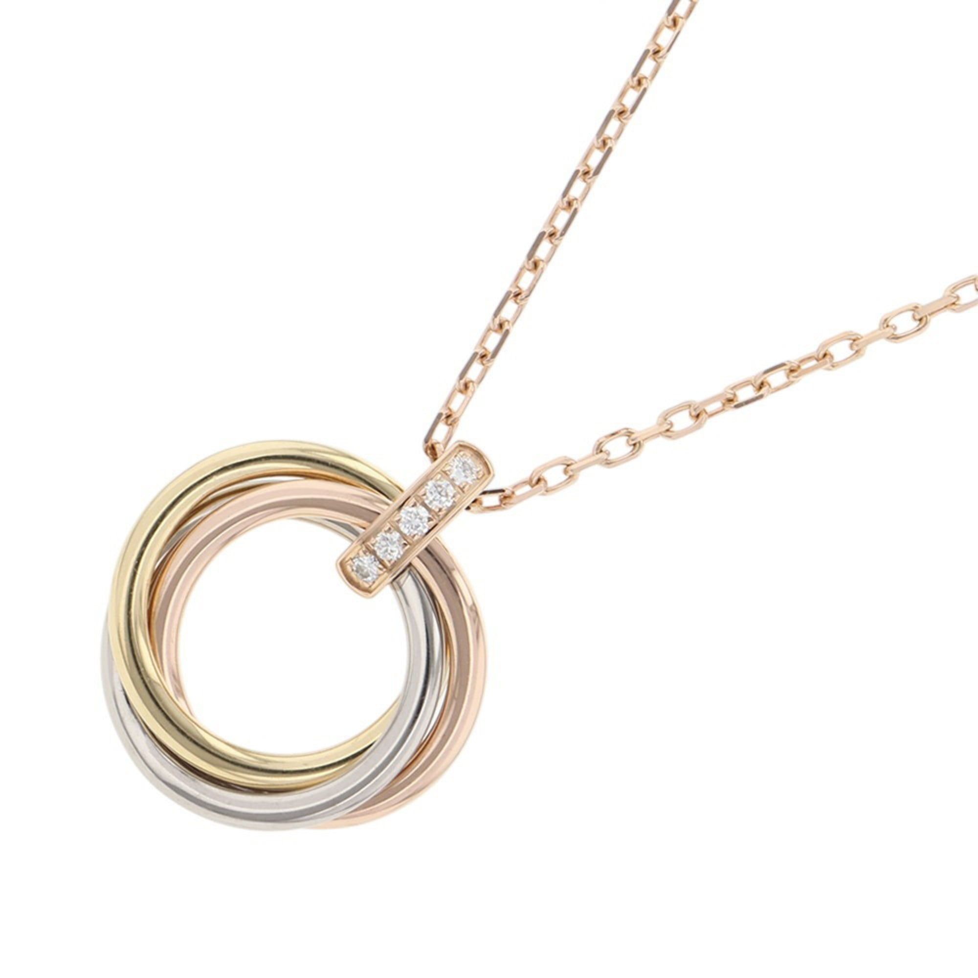 Cartier Trinity Diamond Necklace, 5-Piece, 18KPG, 18KYG, 18KWG (B7058700) Pendant, Pink Gold, Yellow