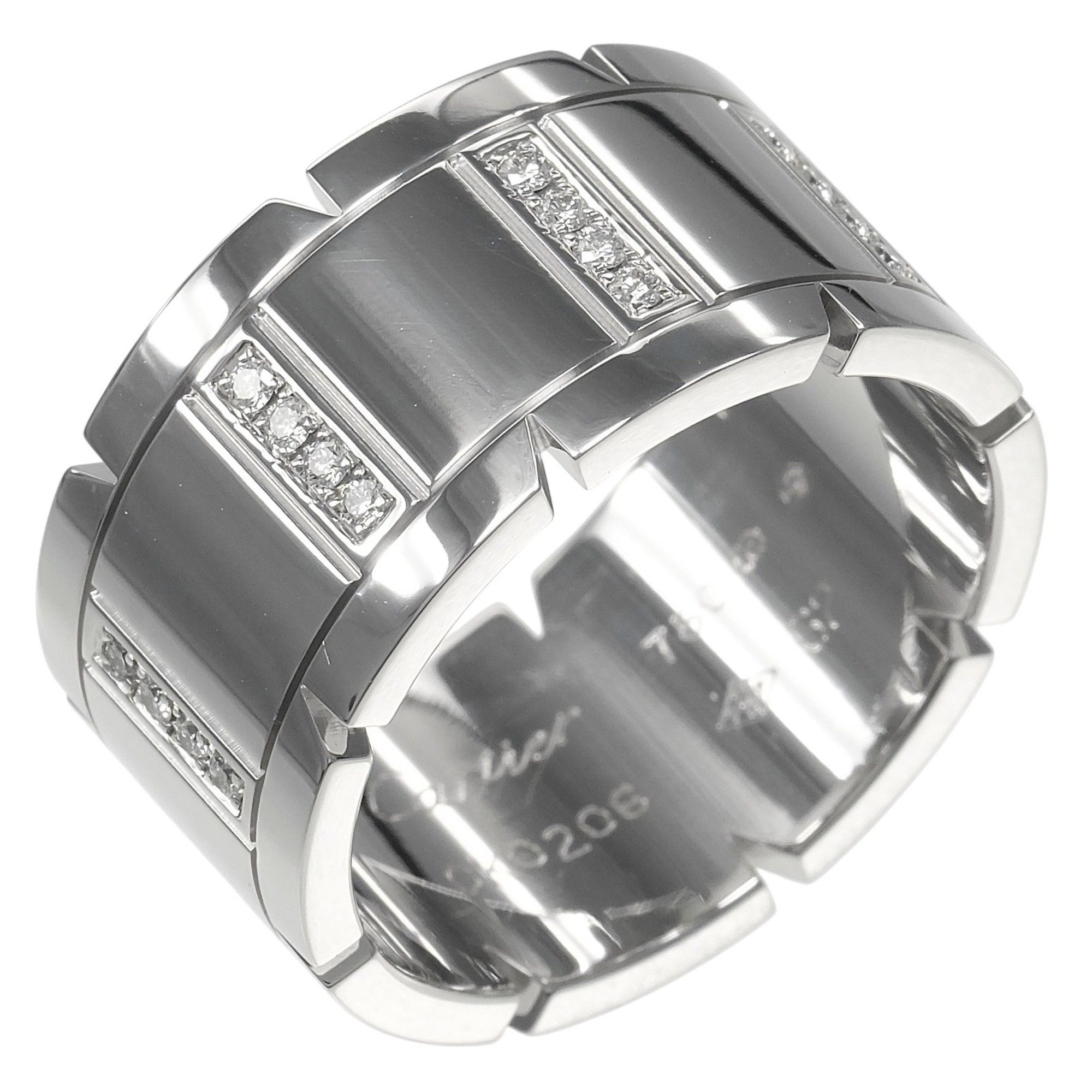 Cartier Tank Française ring, size 22, 18K white gold with diamonds, approximately 22g