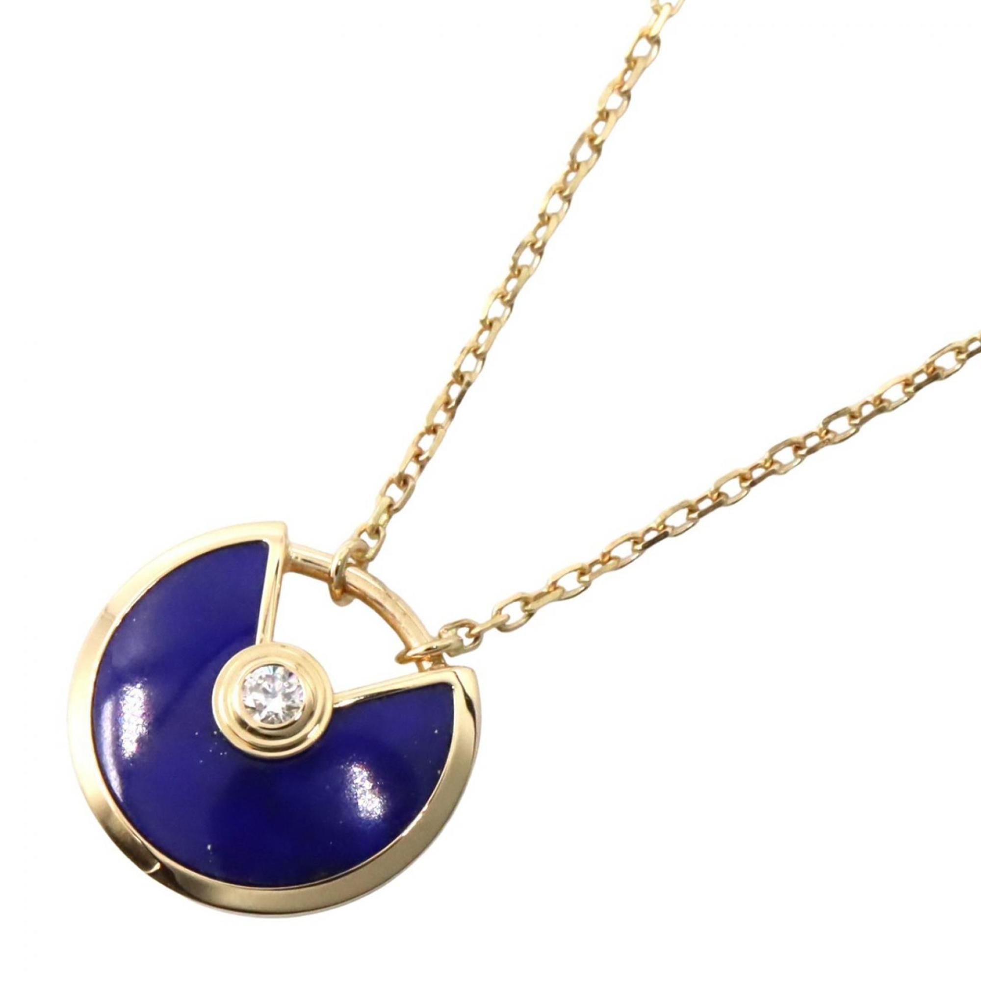 Cartier Amulet 1PD Lapis Lazuli Necklace, 18K Yellow Gold with Diamonds and Lazuli, Women's, Gold, C