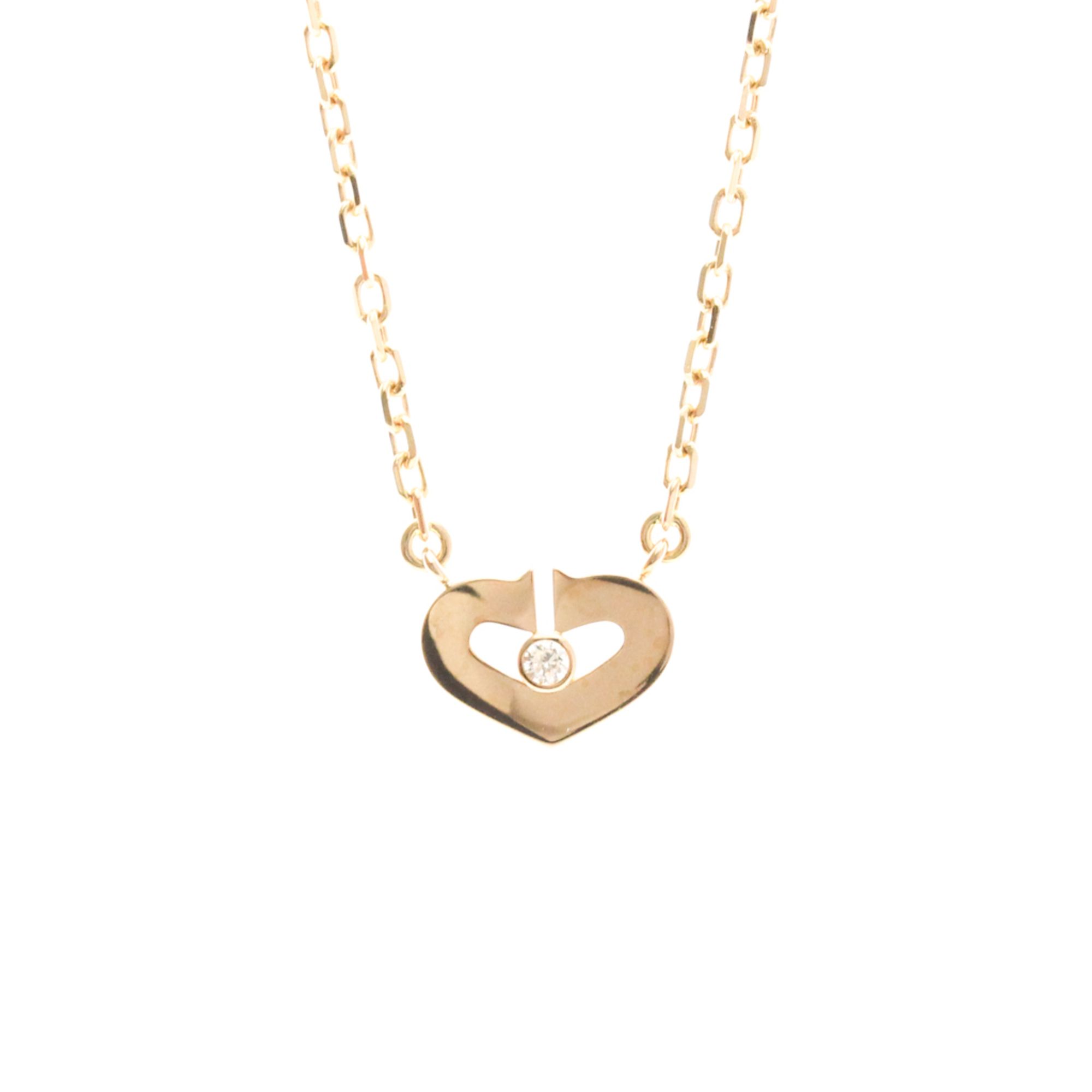 Cartier C Heart 1P Diamond Necklace Pink Gold (18K) Diamond Men,Women Fashion Pendant Necklace (Pink