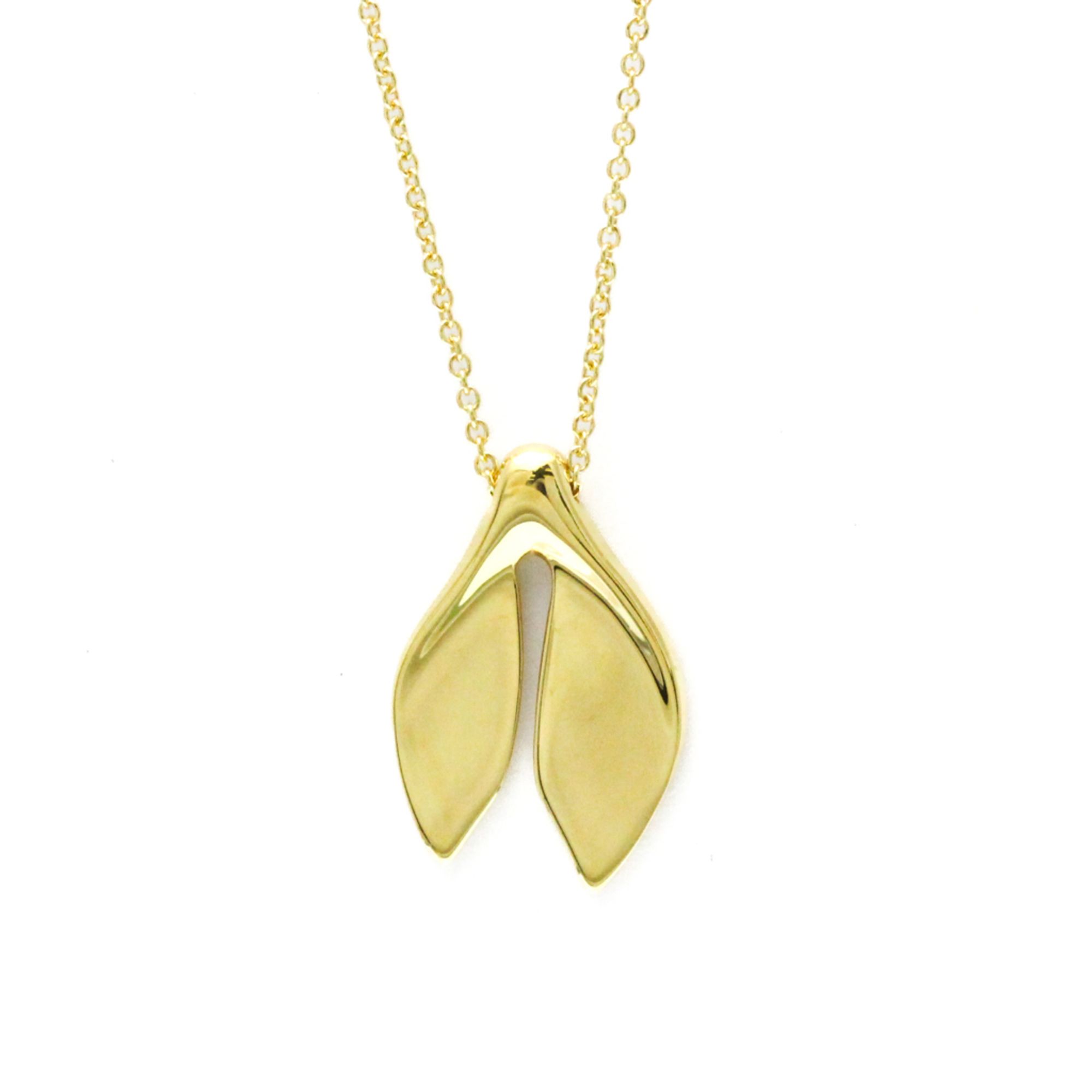 Tiffany Leaf Fin Necklace Yellow Gold (18K) No Stone Men,Women Fashion Necklace (Yellow Gold)
