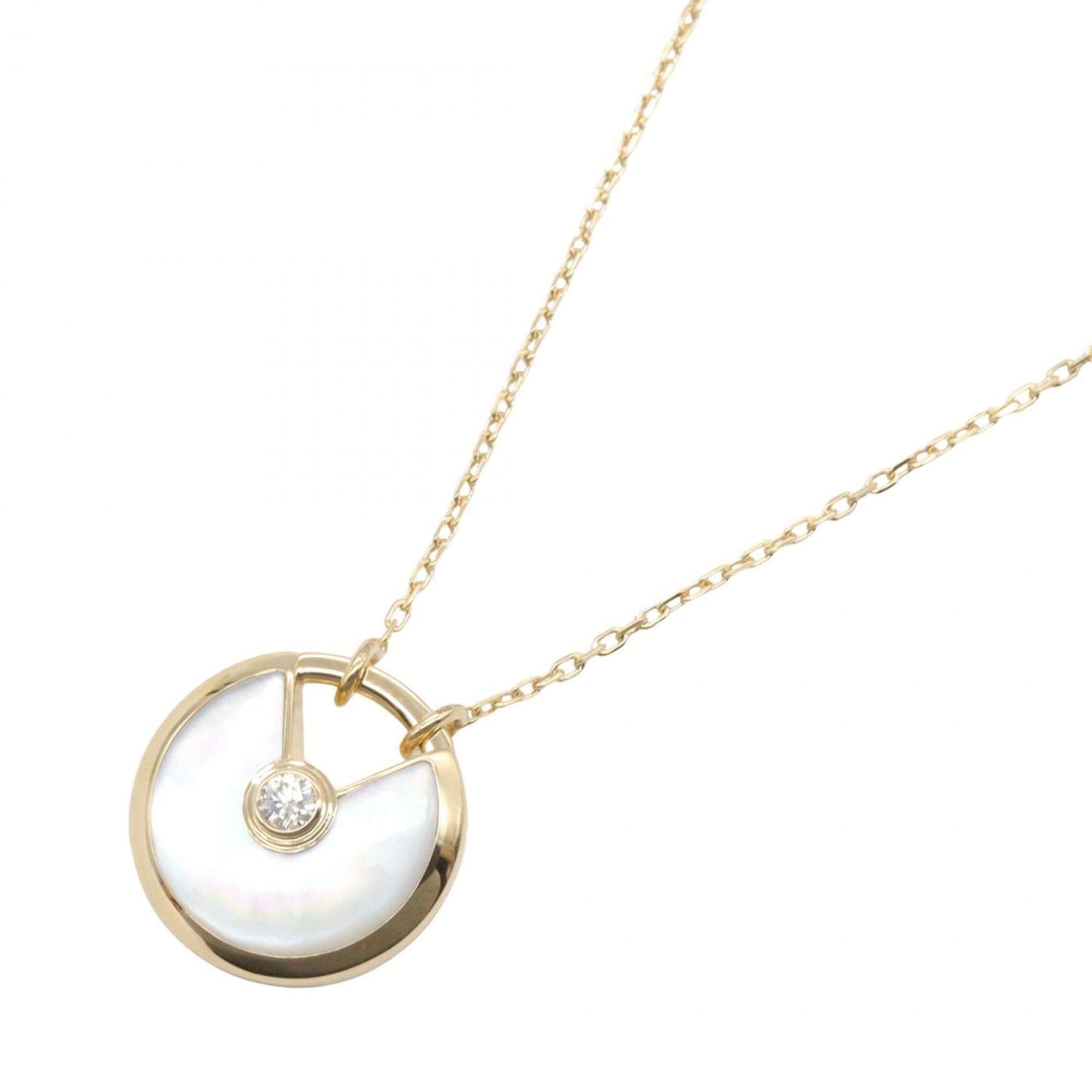 Cartier Amulet Mother-of-Pearl 1PD Necklace, 18K Yellow Gold with Diamonds and Mother-of-Pearl, Wome